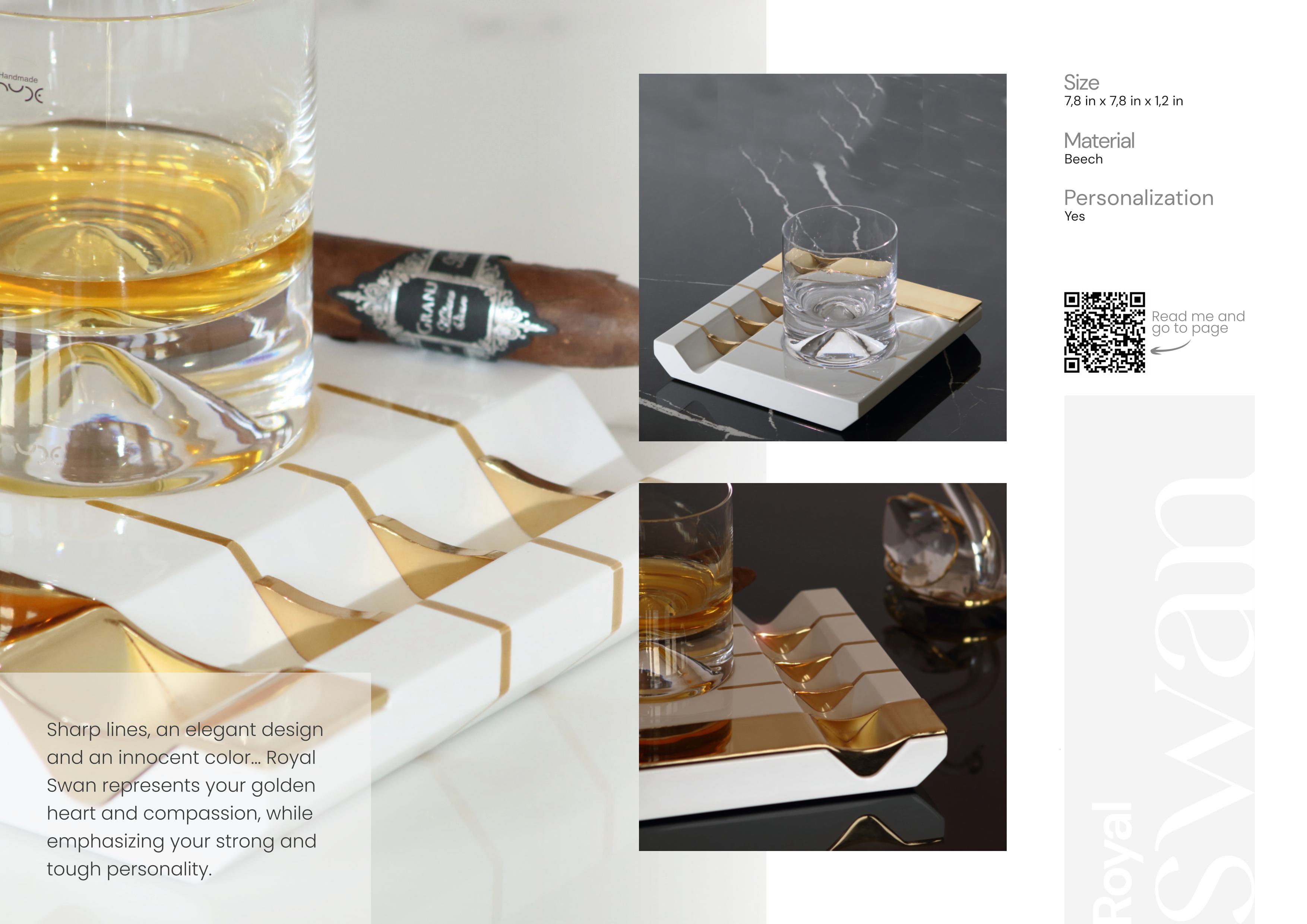 Swan Model whiskey and cigar set, Royal Series graceful serving set, handcrafted wooden bar ensemble, luxurious whiskey presentation, elegant cigar accessories, swan-themed bar set, premium wooden serving collection