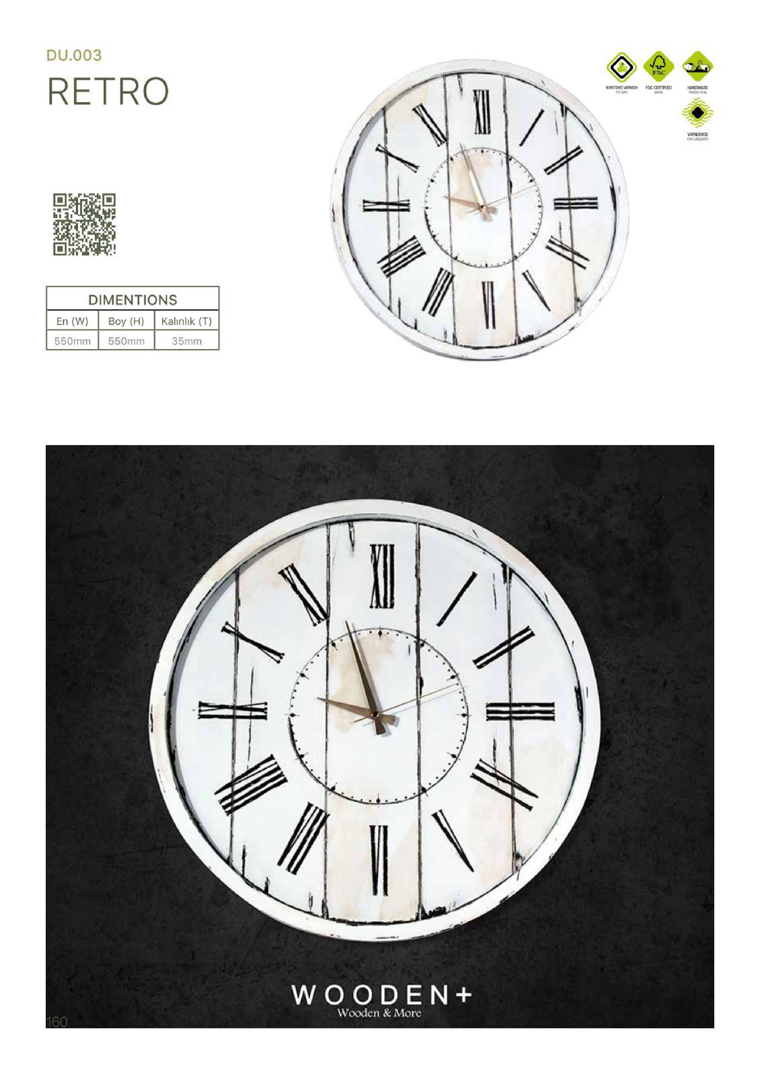 RETRO - Decorative Wall Clock - Classic Wooden Look