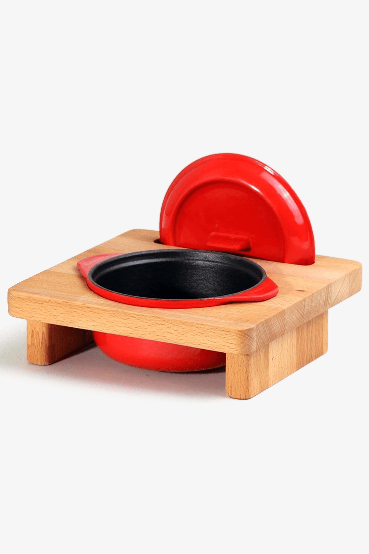 JUNIOUR - Mini Cast Iron Pot with Wooden Soup Serving Boardwooden+BAS.009