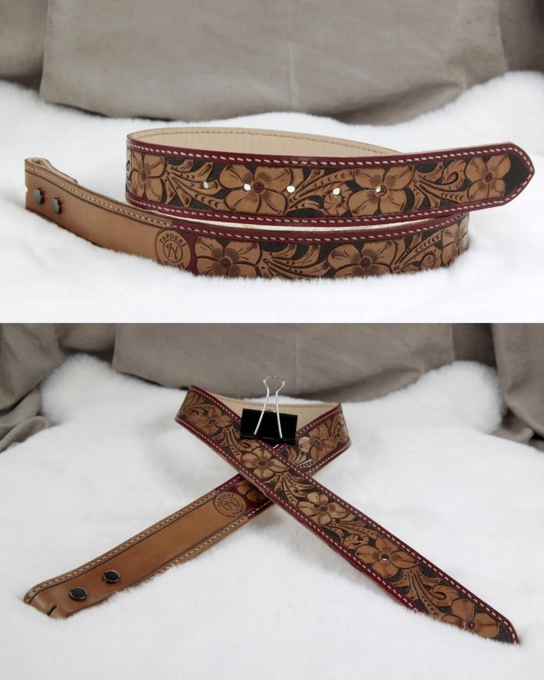 Scarlet Red Premium Western Floral Belt
