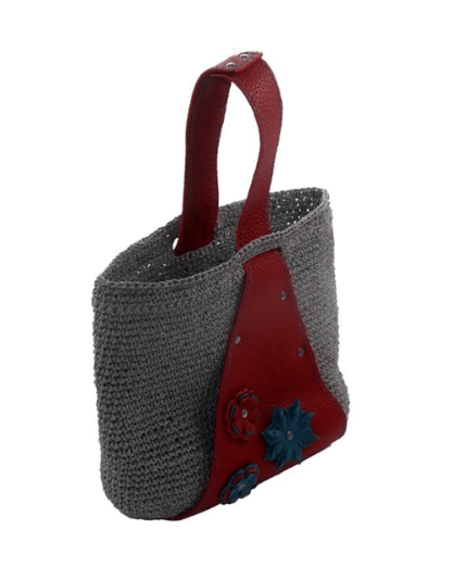 Çiçek Desenli Örme Çanta