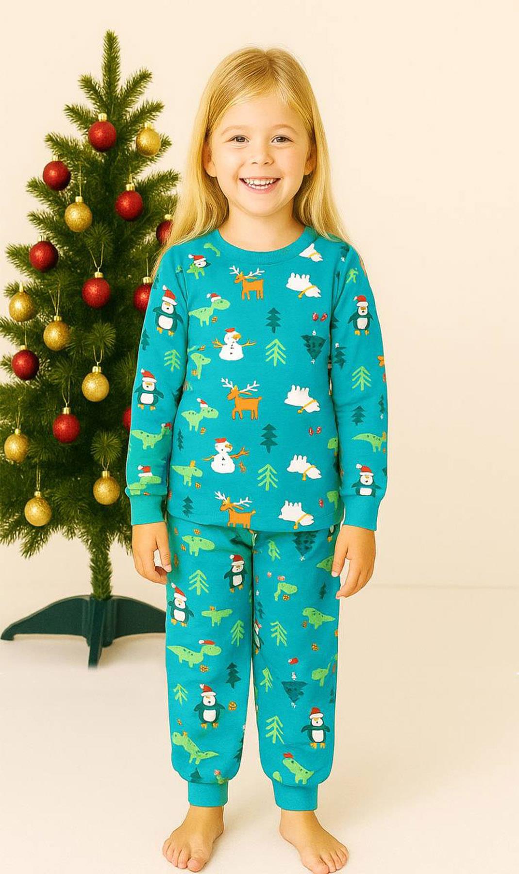 %100 Cotton Unısex Pamuklu Pijama Takımı (8-12 Yaş)