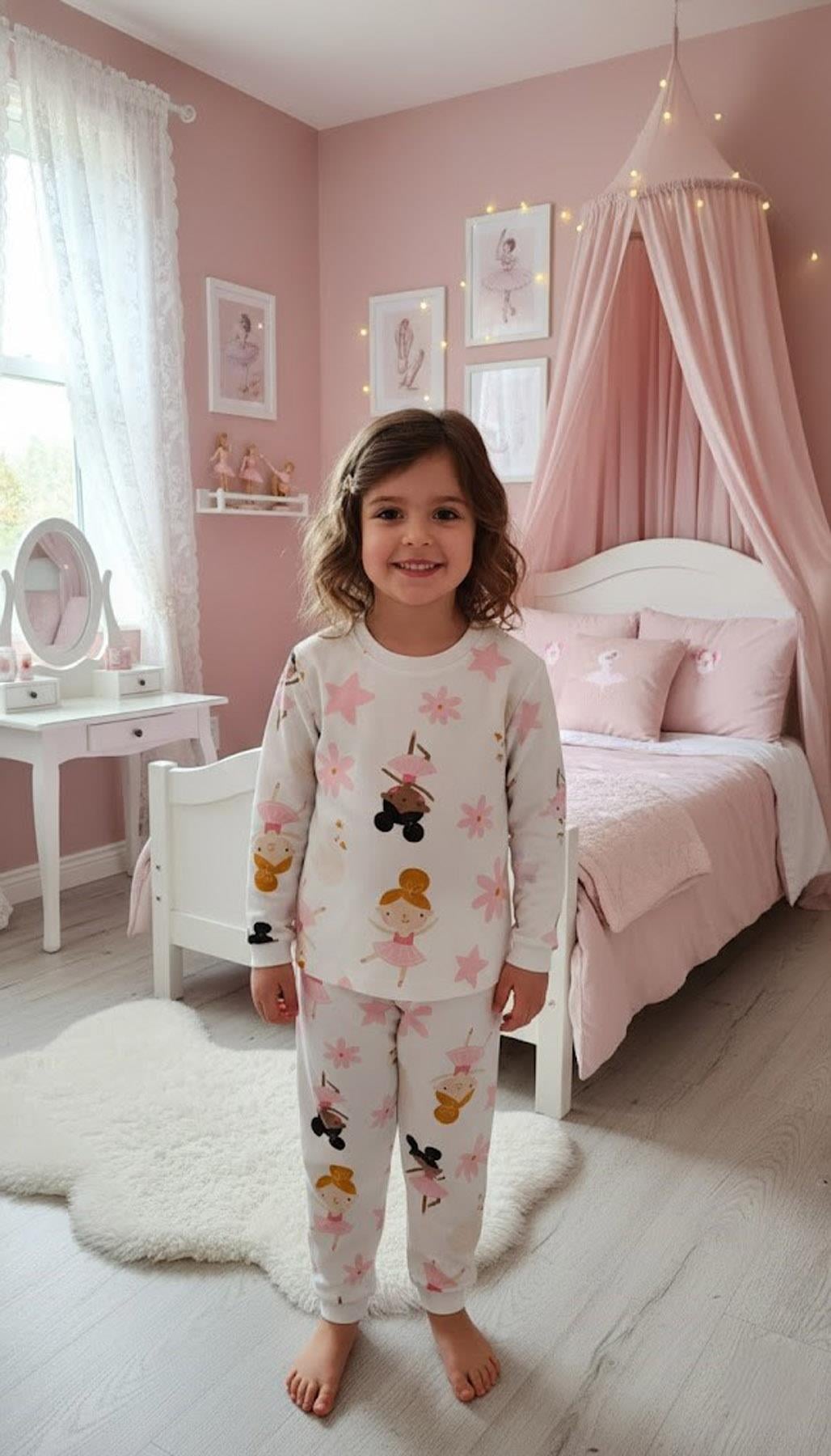 Balerin Pamuklu Pijama Takımı (3-12 Yaş)