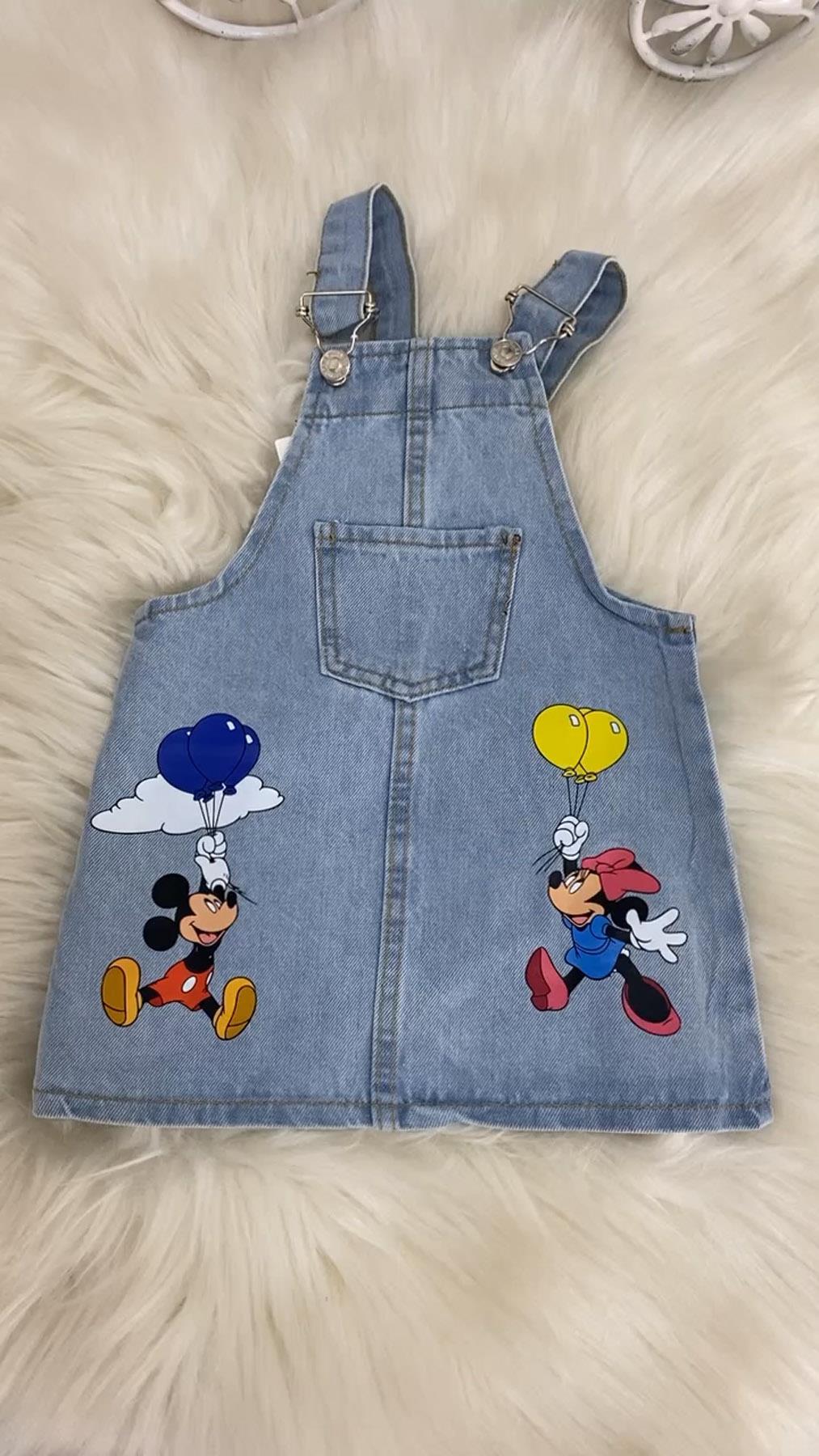 Balonlu Minnie Mİckey Kız Çocuk Jile Mavi (2-8 Yaş)