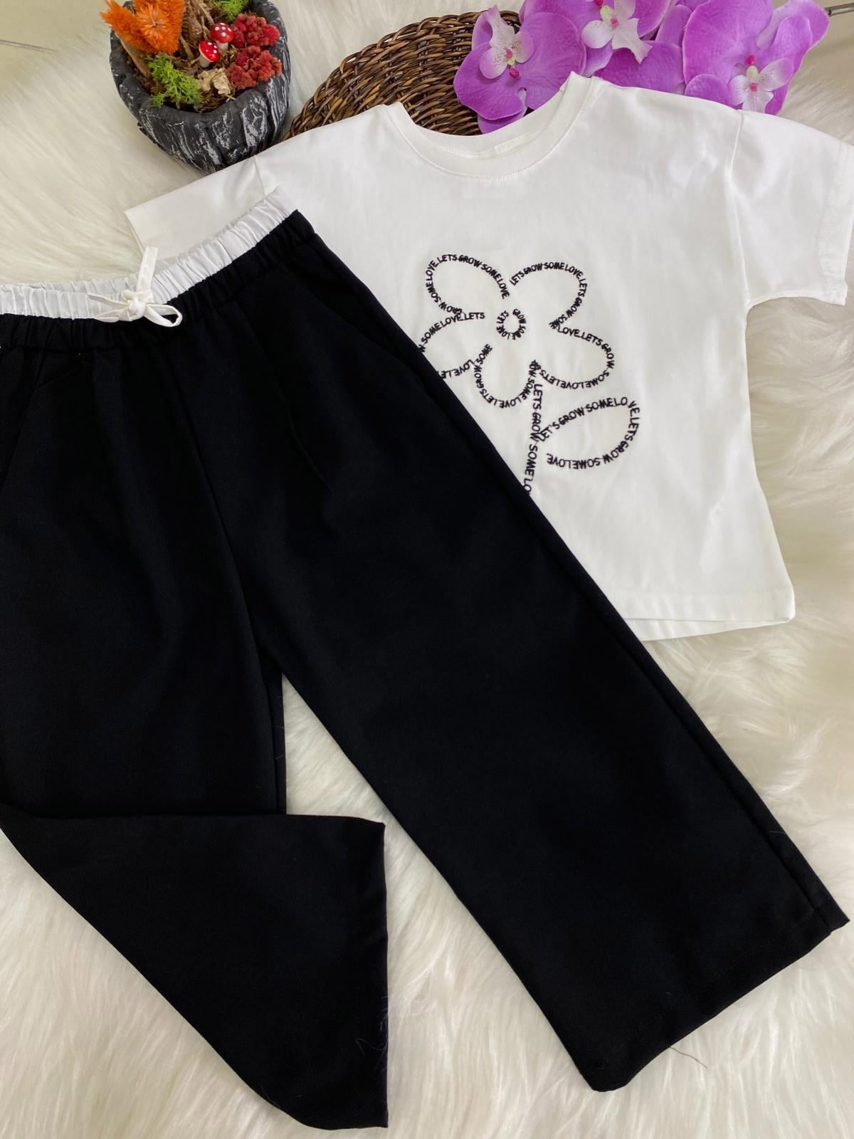 Çiçekli Tshirt Pantolon İkili Takım (3-10 Yaş)
