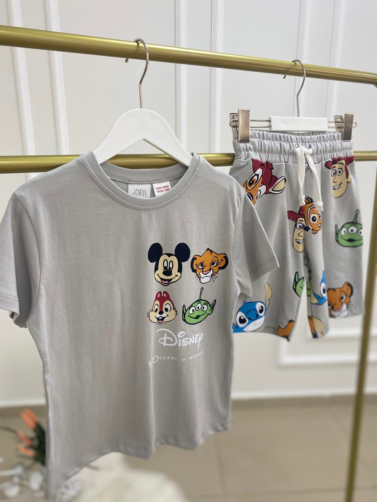 Disney 4Lü Şortlu Erkek Çocuk Pamuklu İkili Takım Gri (2-8 Yaş)