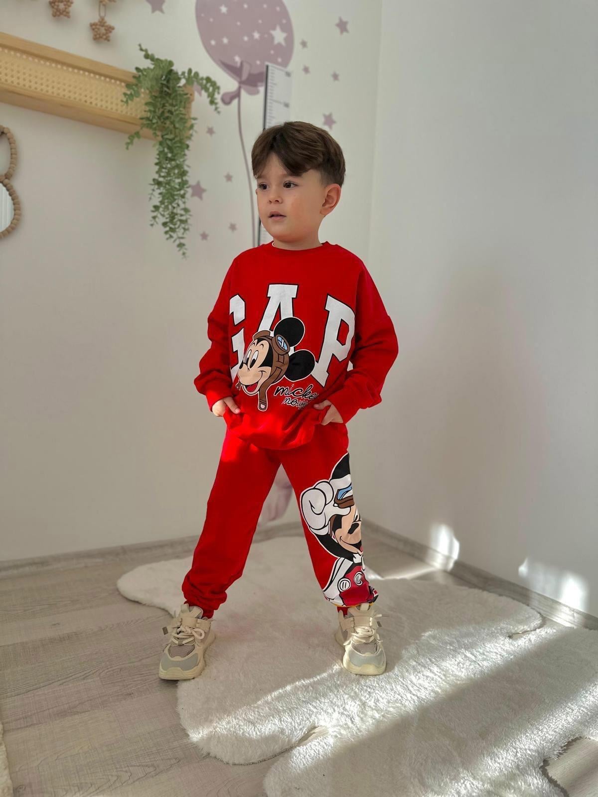 Gap Mickey Mousee 2İplik Erkek Çocuk İkili Takım Kırmızı (3-10Yaş)