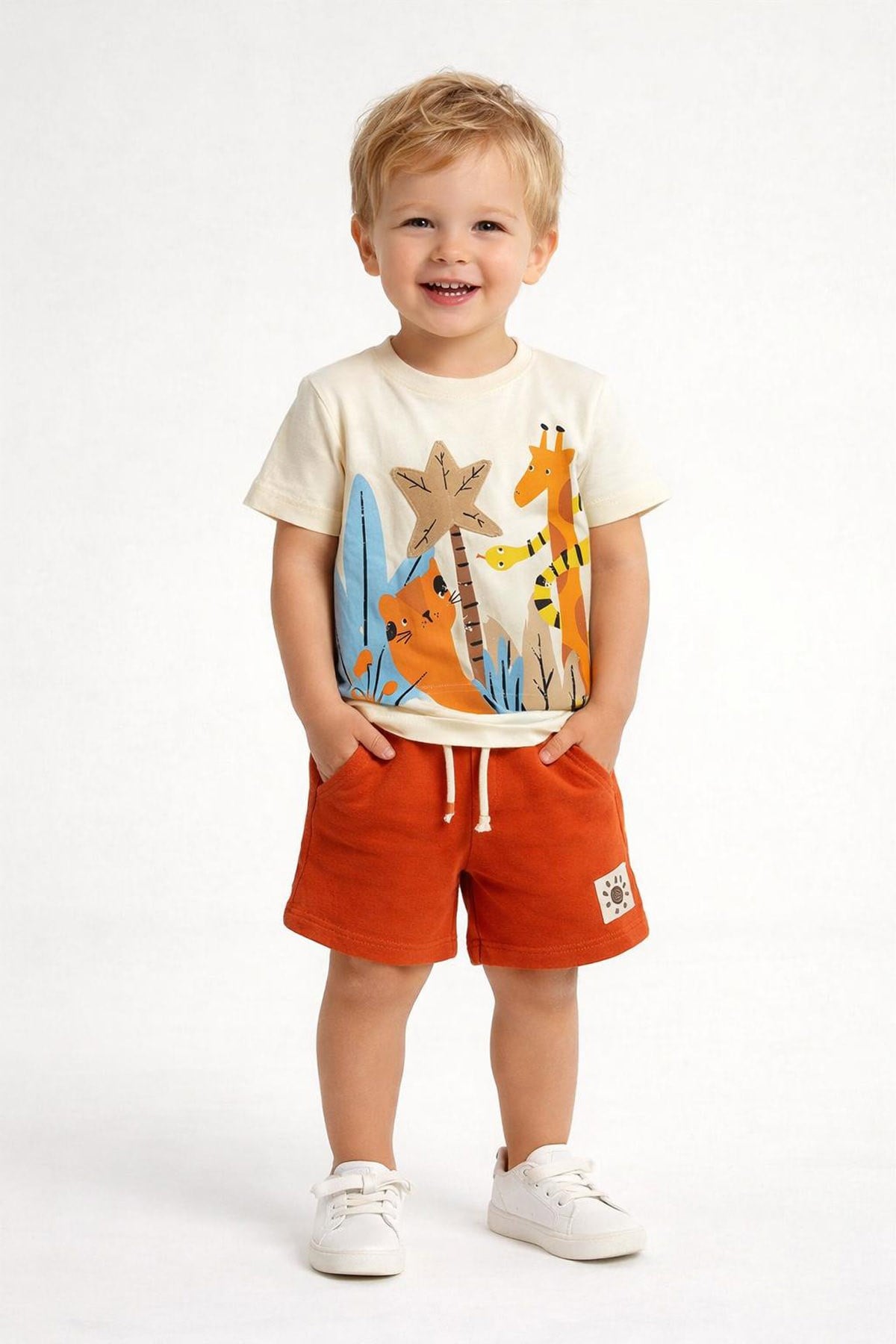 Karakter Baskılı Pamuklu Şortlu Takım ( 2-7 Yaş)