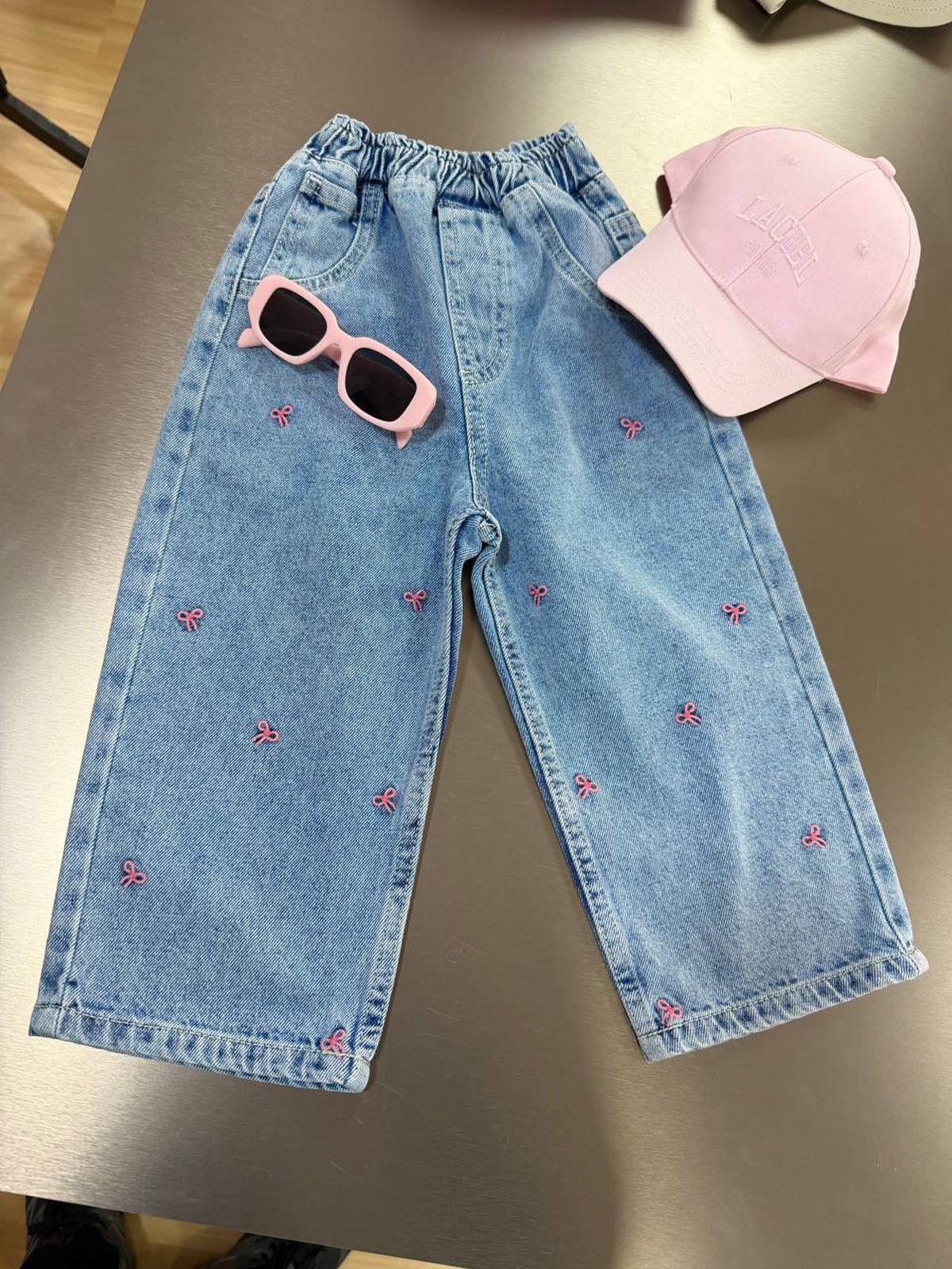 Laciel Paris Fiyonk Nakışlı Denim Pantolon (2-7 Yaş)