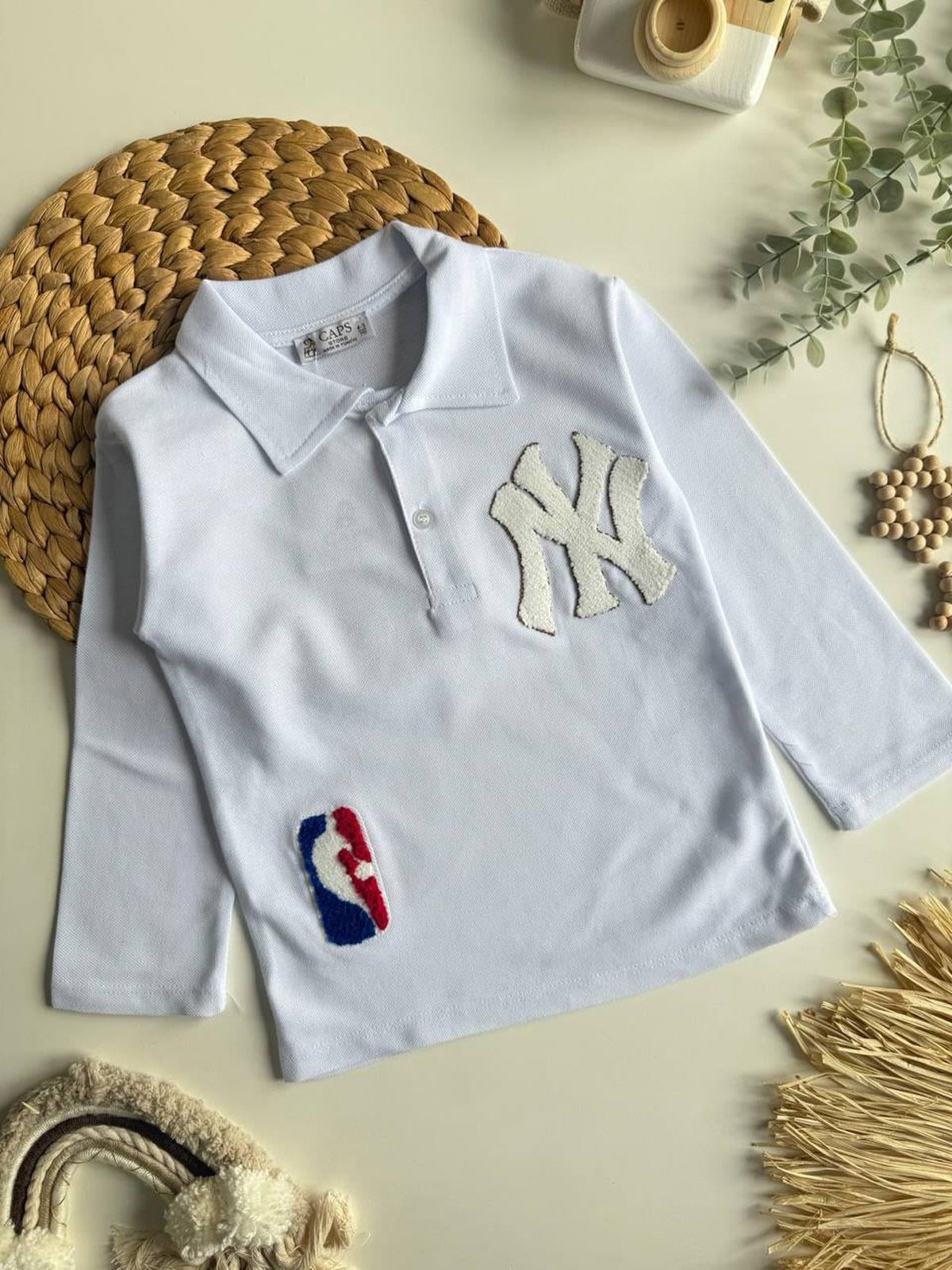 Lacoste Uzun Kol Pamuklu Tshirt Beyaz (3-10 Yaş)