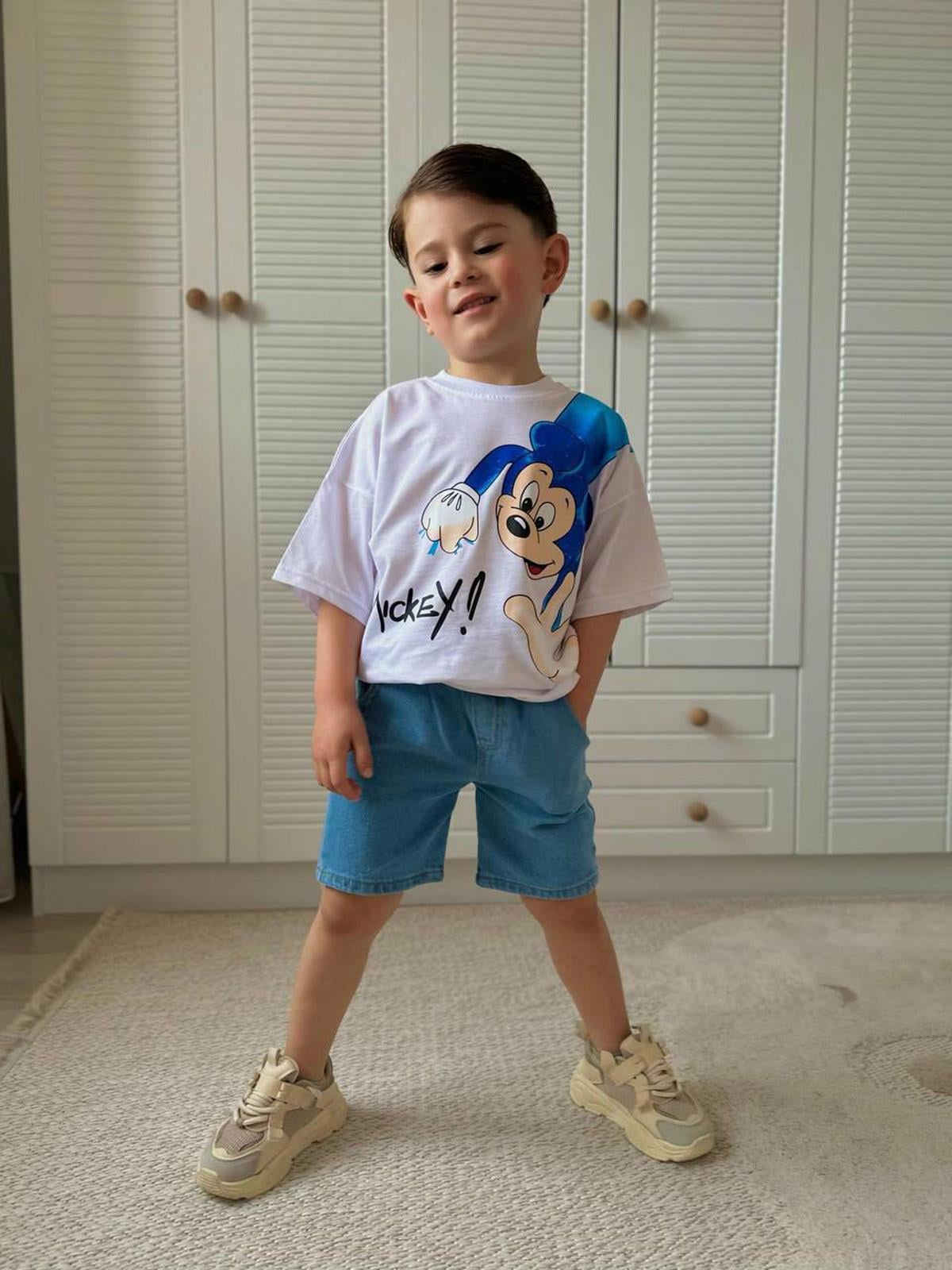 Mickey Denim Şortlu Takım (3-10 Yaş)