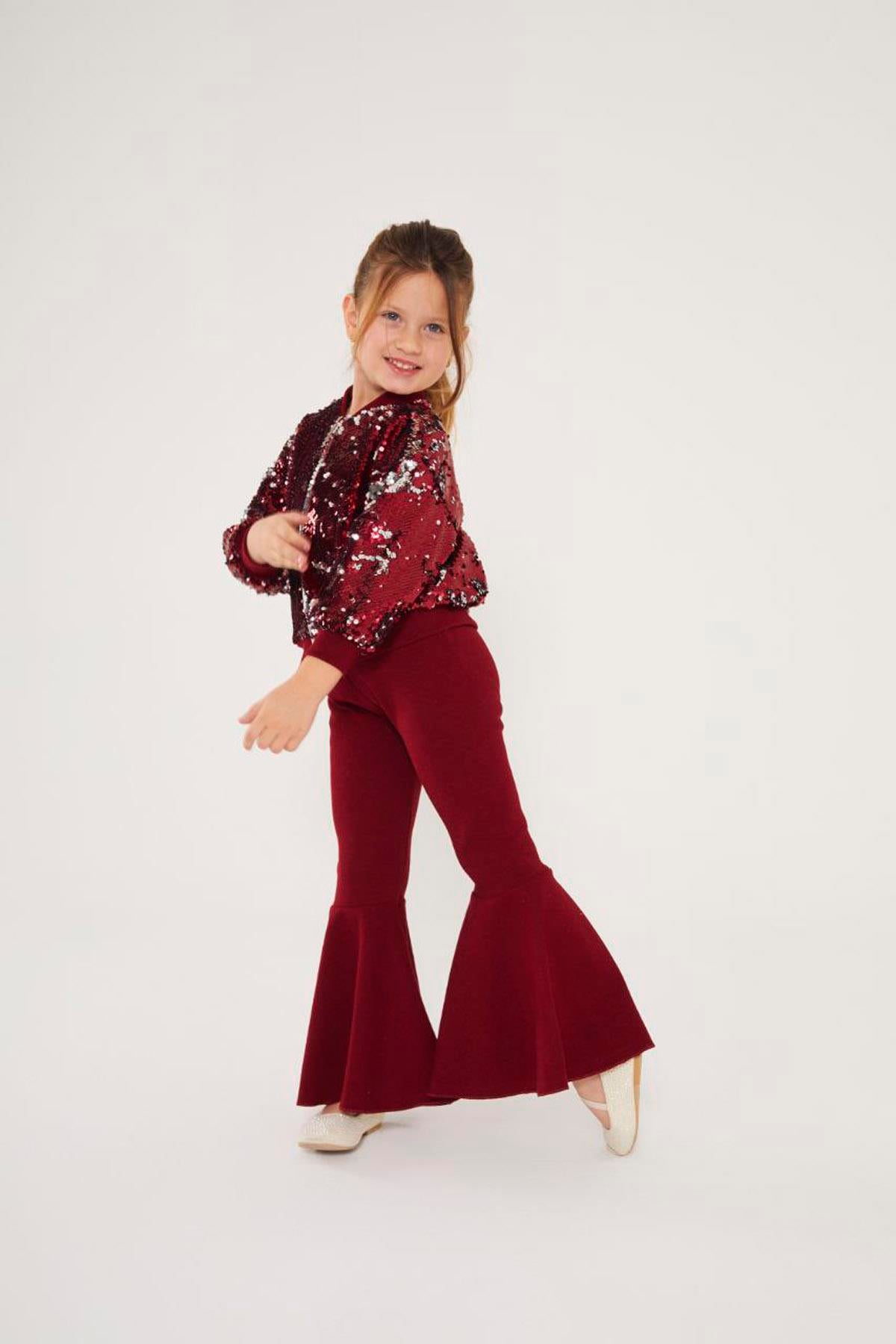 Premium Seri Pullu Takım Bordo (2-8 Yaş)