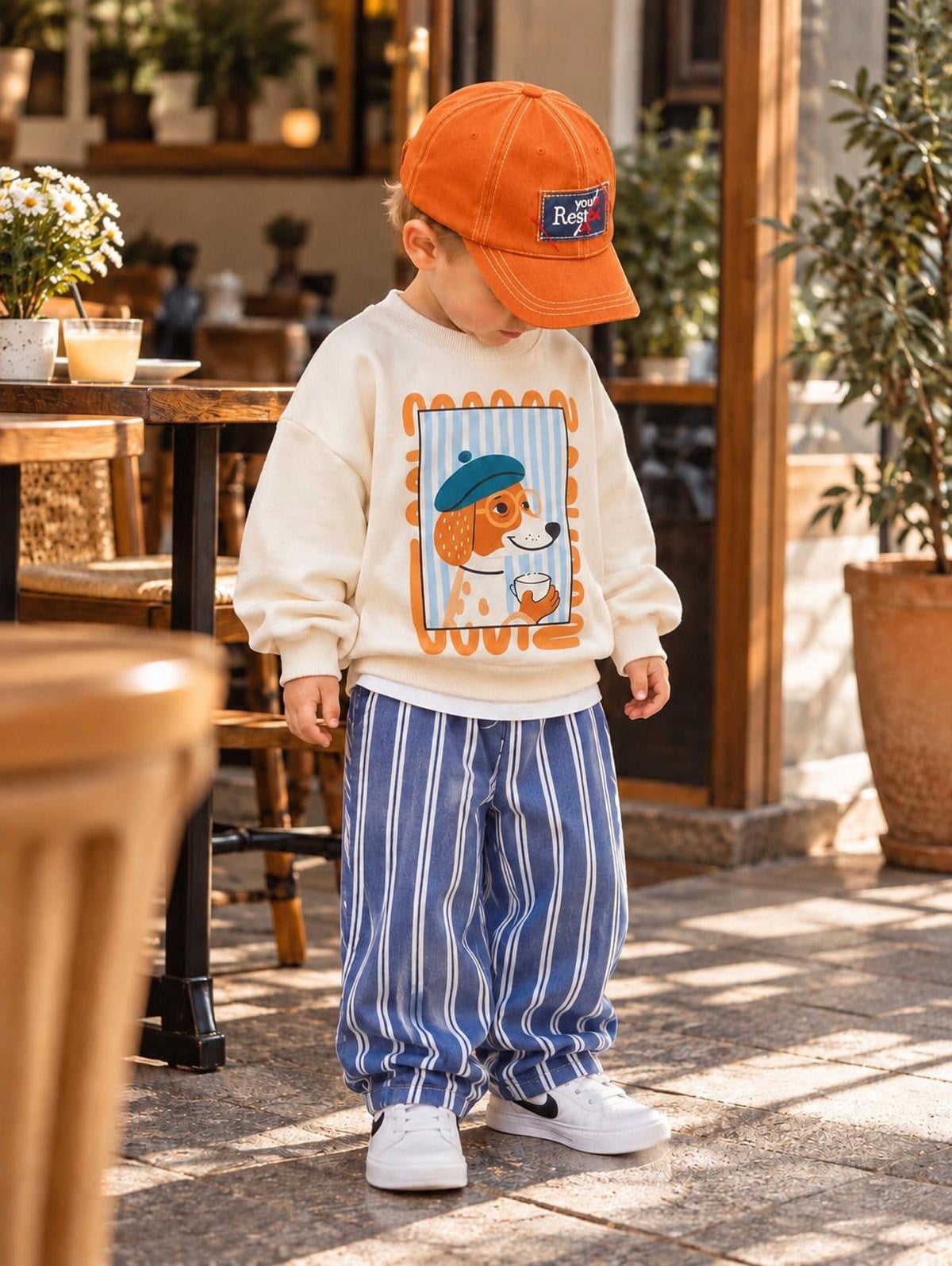 Ressam Gabardin Pantolonlu İkili Takım Mavi (2-10 yaş)