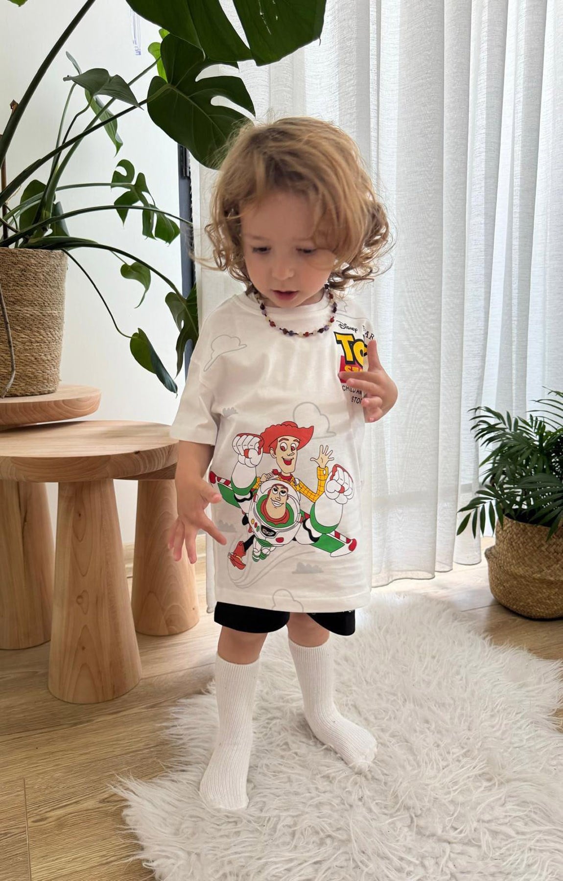Toy Story Sırt Baskılı Şortlu Erkek Çocuk Pamuklu İkili Takım Beyaz (2-8 Yaş)