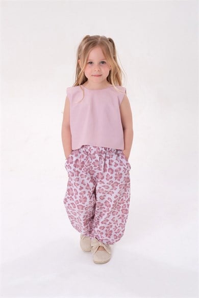 Leopar Bağlamalı İkili Takım Pembe ( 2-8 Yaş)