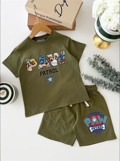 Paw Patrol Pamuklu Şortlu İkili Takım Yeşil (2-8 Yaş)