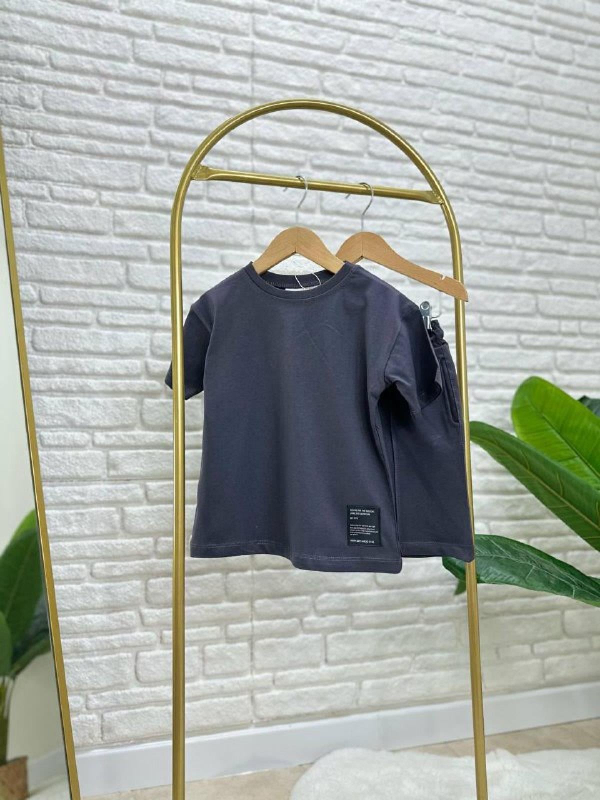 Basic Şortlu İkili Takım Antrasit (3-10 Yaş)