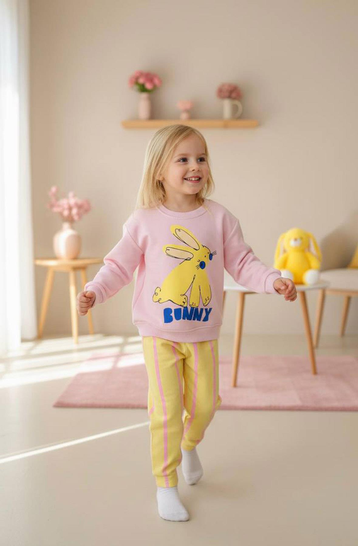 Bunny Çizgili 3 İplik İkili Takım (2-8Yaş)