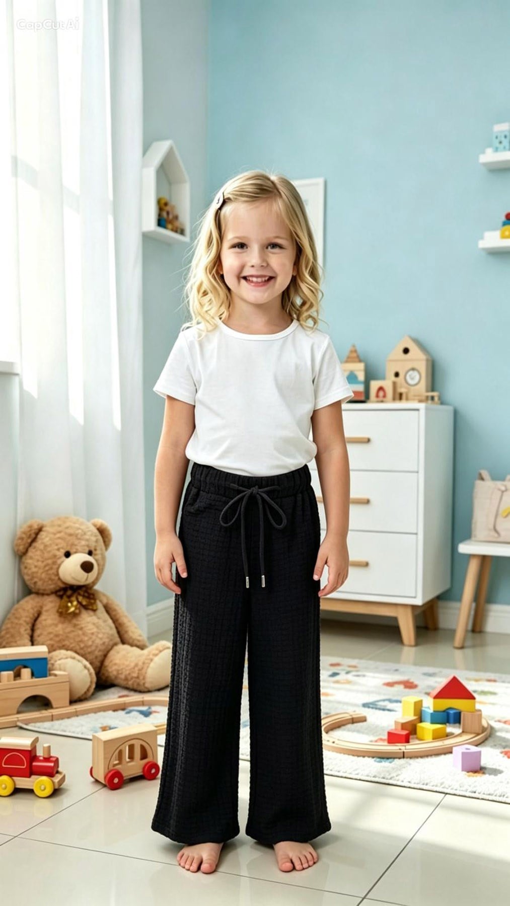 Bürümcük Kumaş Pantolon Siyah (4-10 Yaş)