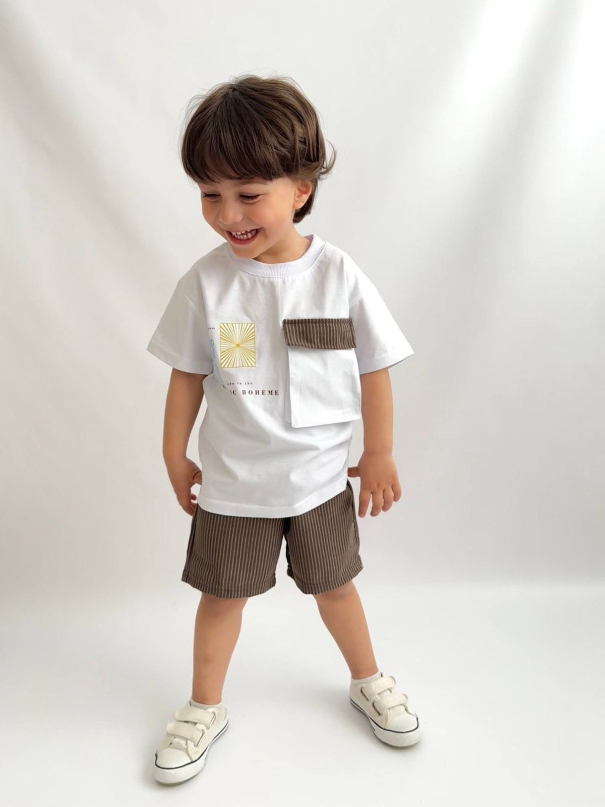 Cepli Tshirt Keten Şort İkili Takım 2 (3-10 Yaş)