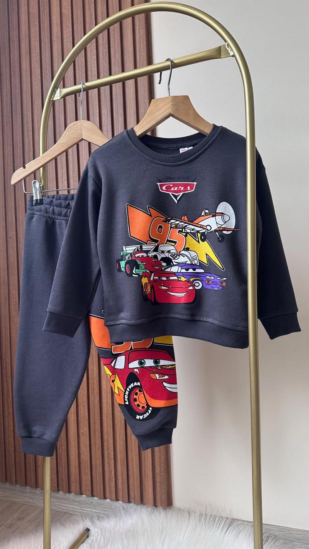 Disney Cars Baskılı Erkek Çocuk Pamuklu İkili Takım Antrasit (2-8 Yaş)