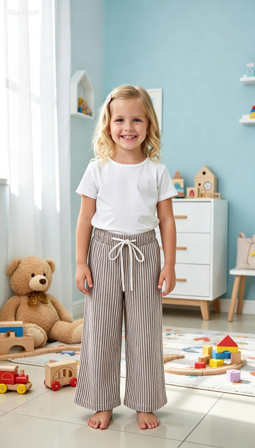 Fitilli Bağcıklı Pantolon Kahve (4-10 Yaş)