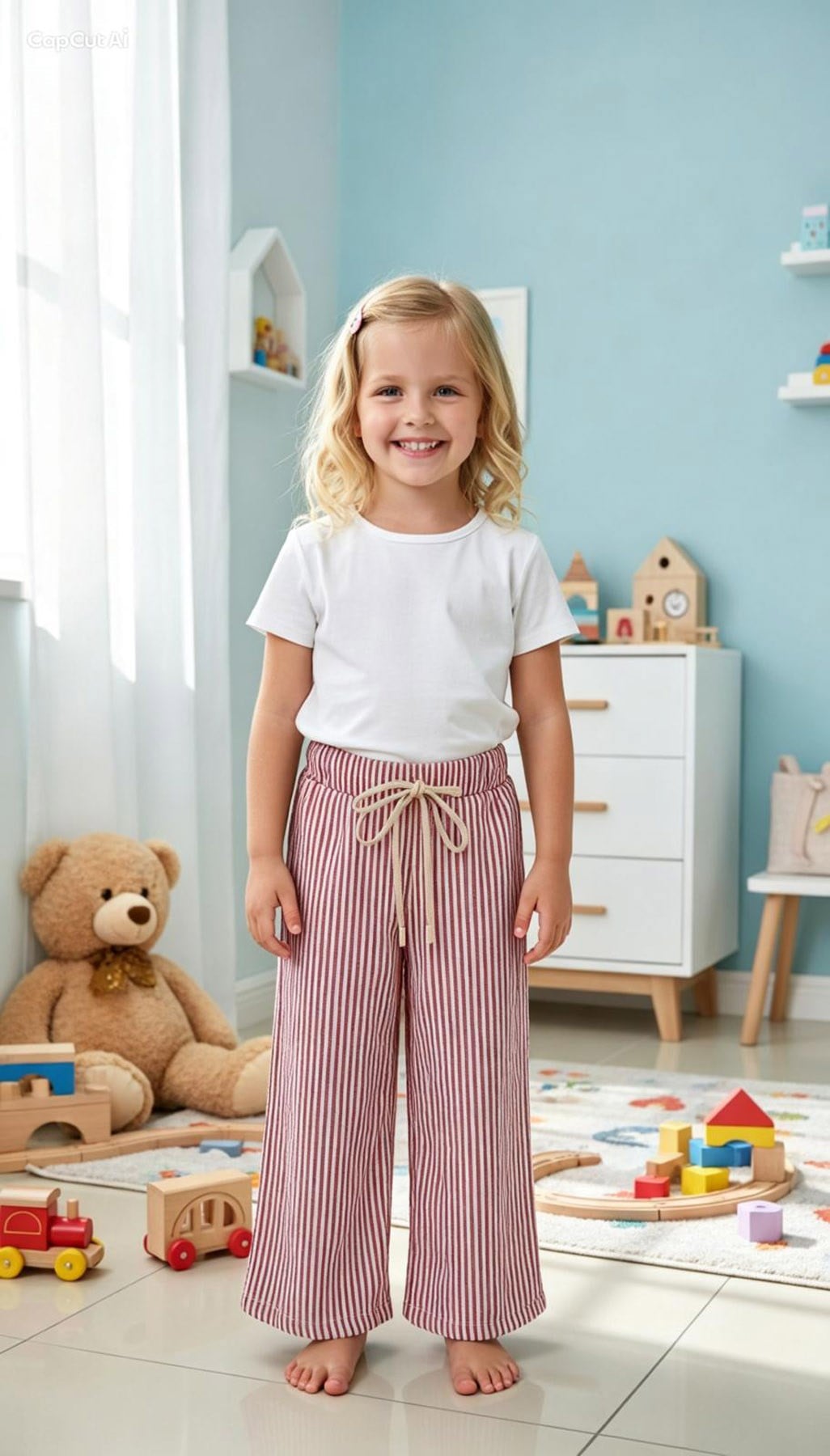Fitilli Bağcıklı Pantolon Kırmızı (4-10 Yaş)