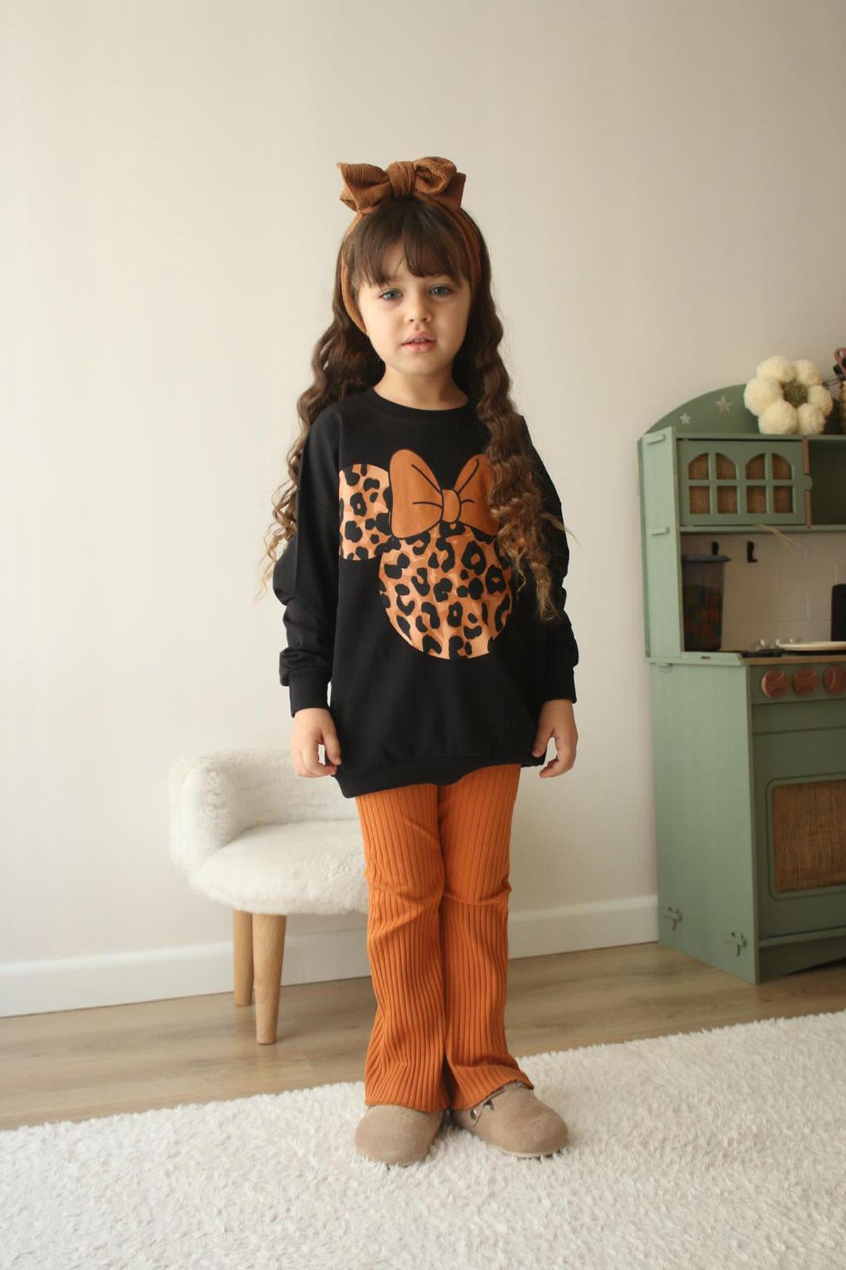 Fiyonk Leopar 2İplik Kız Çocuk Tarçın (3-10Yaş)