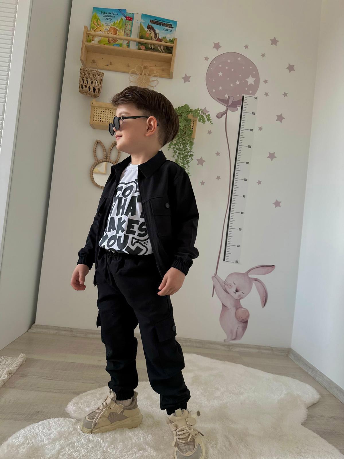 Gabardin Ceket Pantolon İkili Takım Siyah (3-10Yaş)