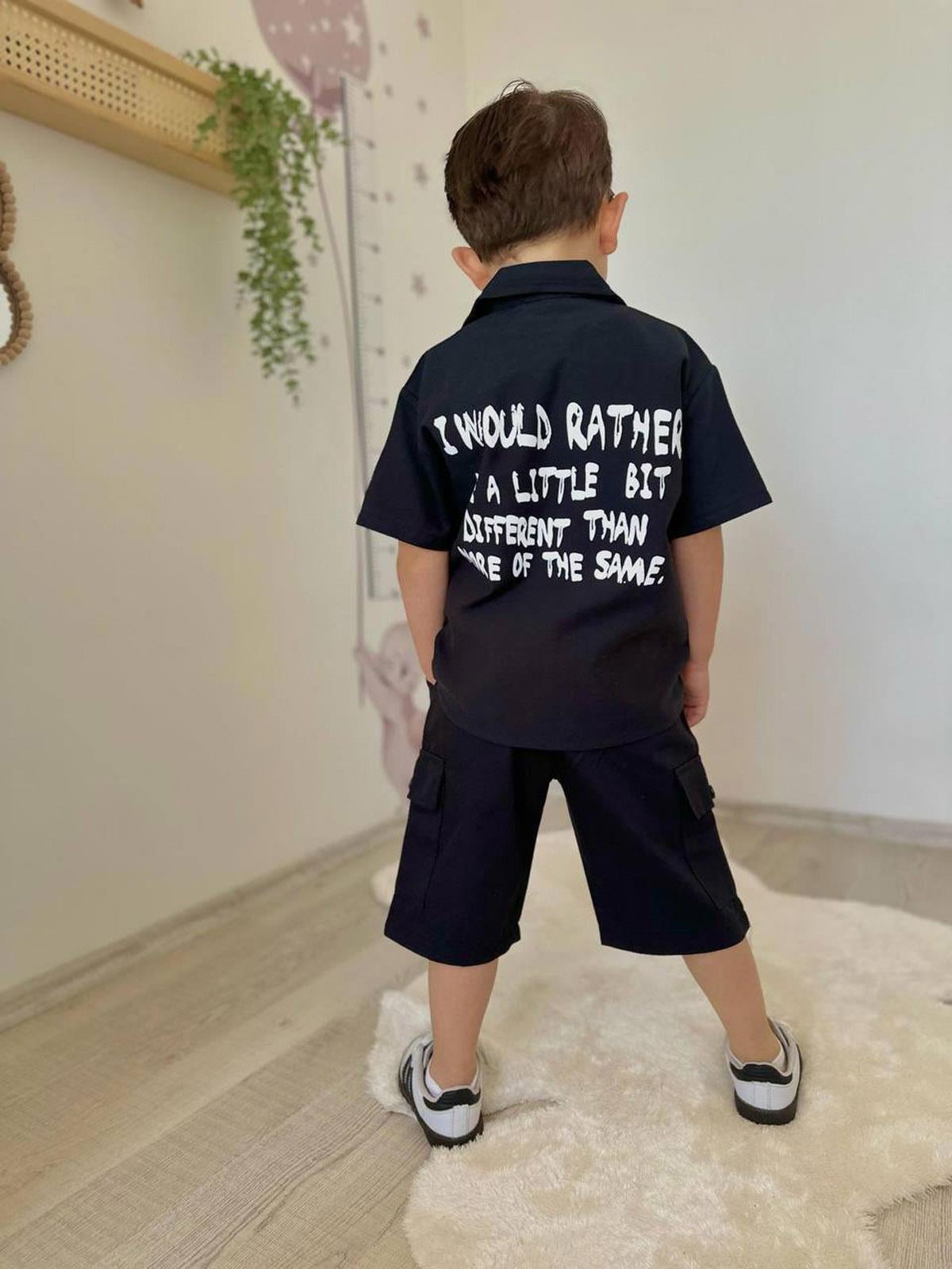 Gabardin Fermuarlı 3lü Takım Siyah (3-10 Yaş)