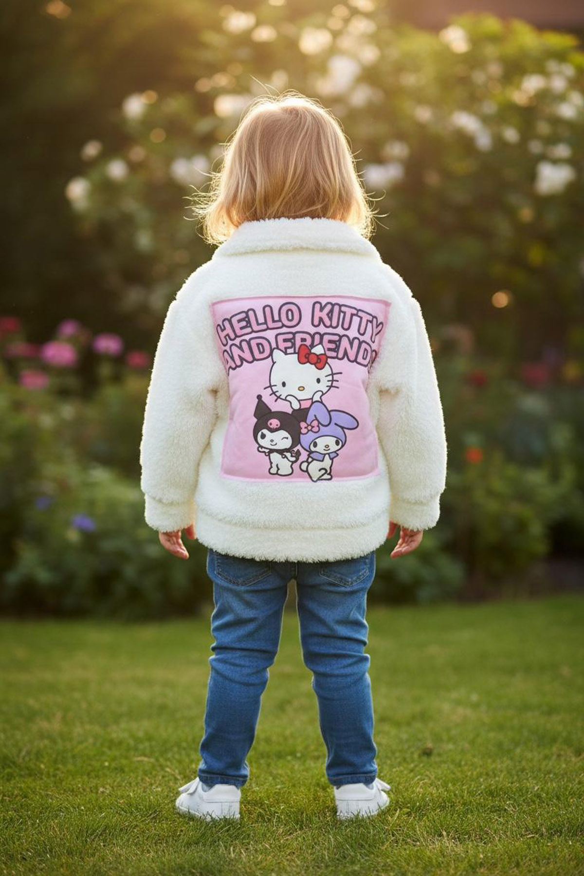 Hello Kitty Peluş Düğmeli Ekru (3-10Yaş)