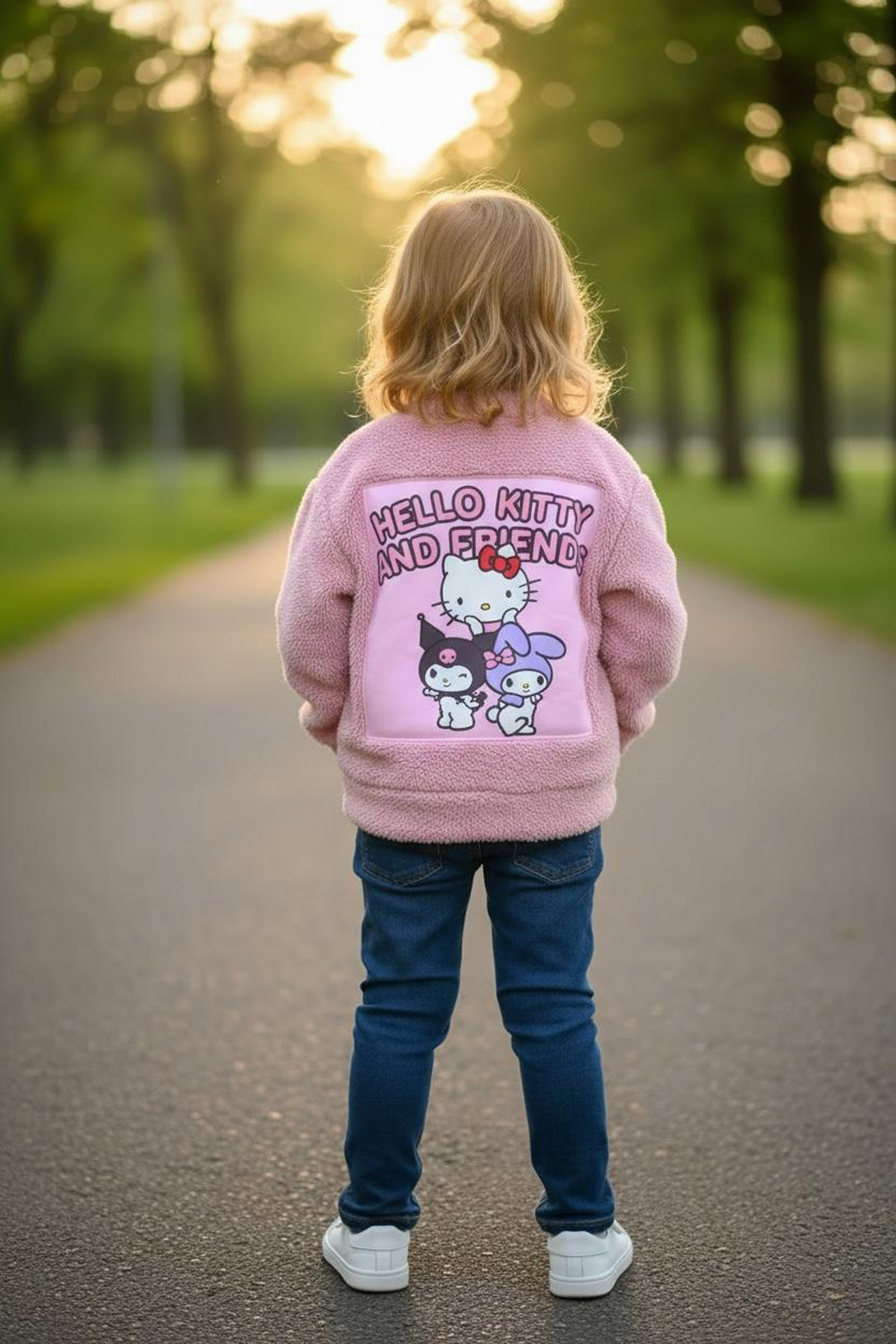 Hello Kitty Peluş Düğmeli Pembe (3-10Yaş)