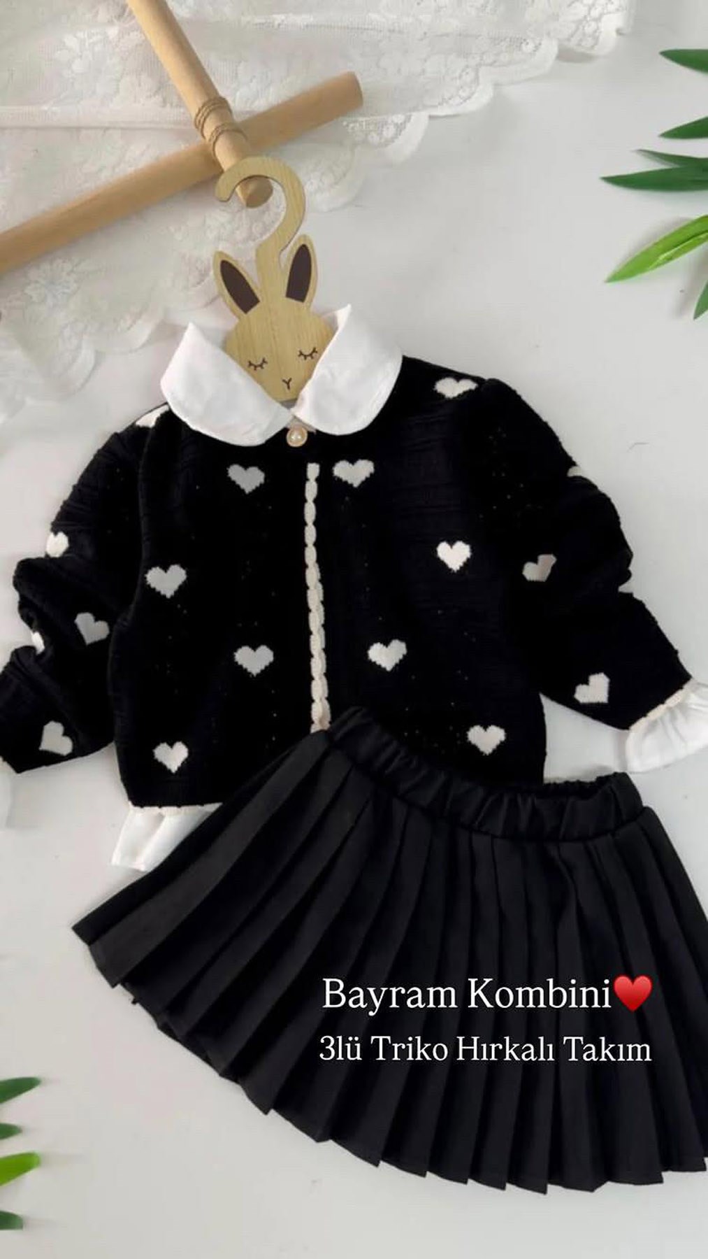 Kalpli Triko 3lü Takım Siyah (6-9 Yaş)