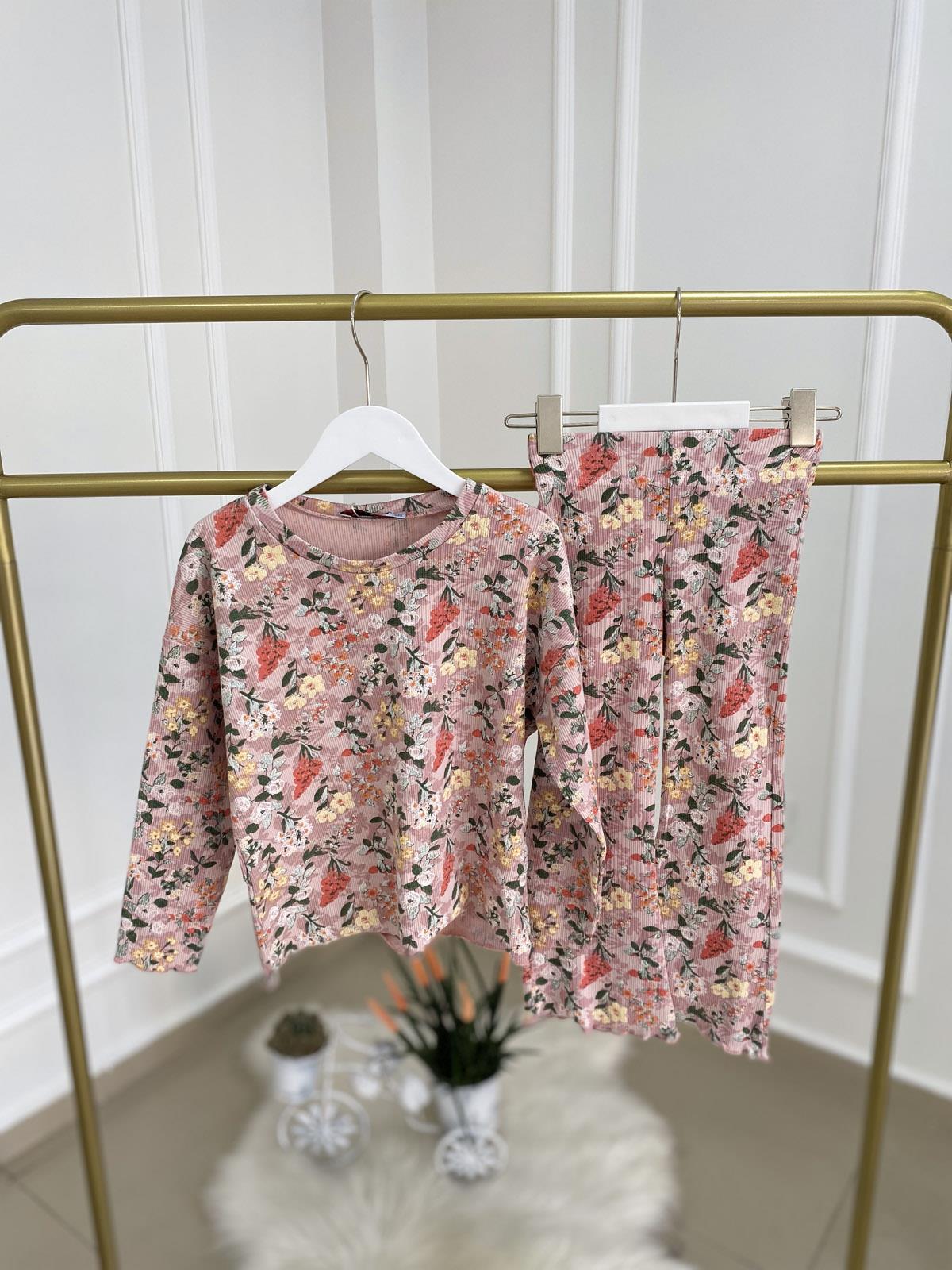 Kaşkorse Uzun Kol İspanyol Fitilli Kız Çocuk İkili Takım Soft Pembe (2-8 Yaş)