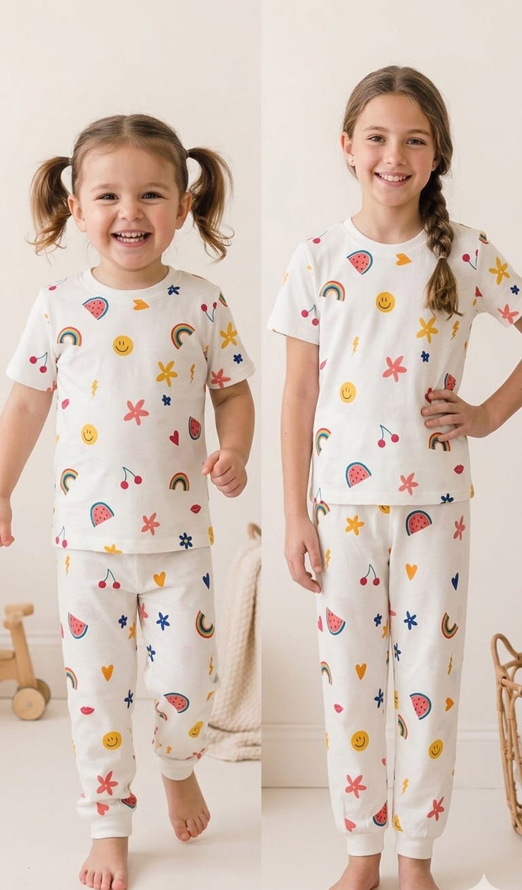 Kız Çocuk Pamuklu Yazlık Pijama Takımı (2-12 Yaş)