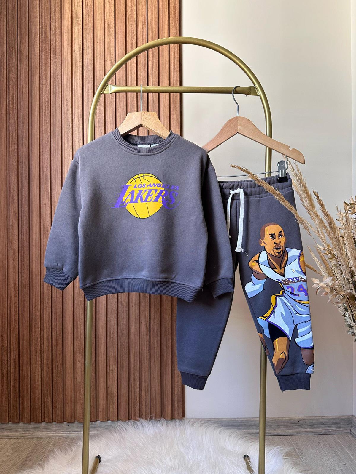 Los Angeles Lakers Unısex Çocuk Pamuklu İkili Takım Antrasit (2-8 Yaş)