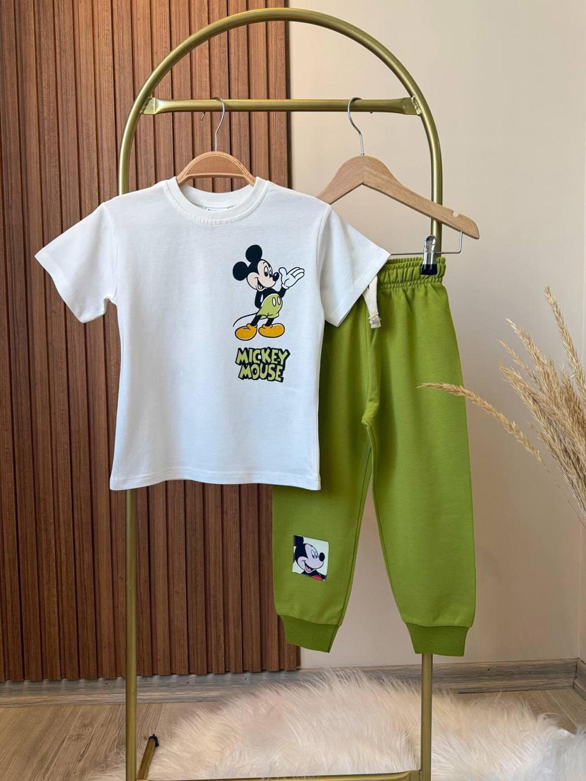 Mickey Mouse İkili Takım Yeşil (2-8 Yaş)