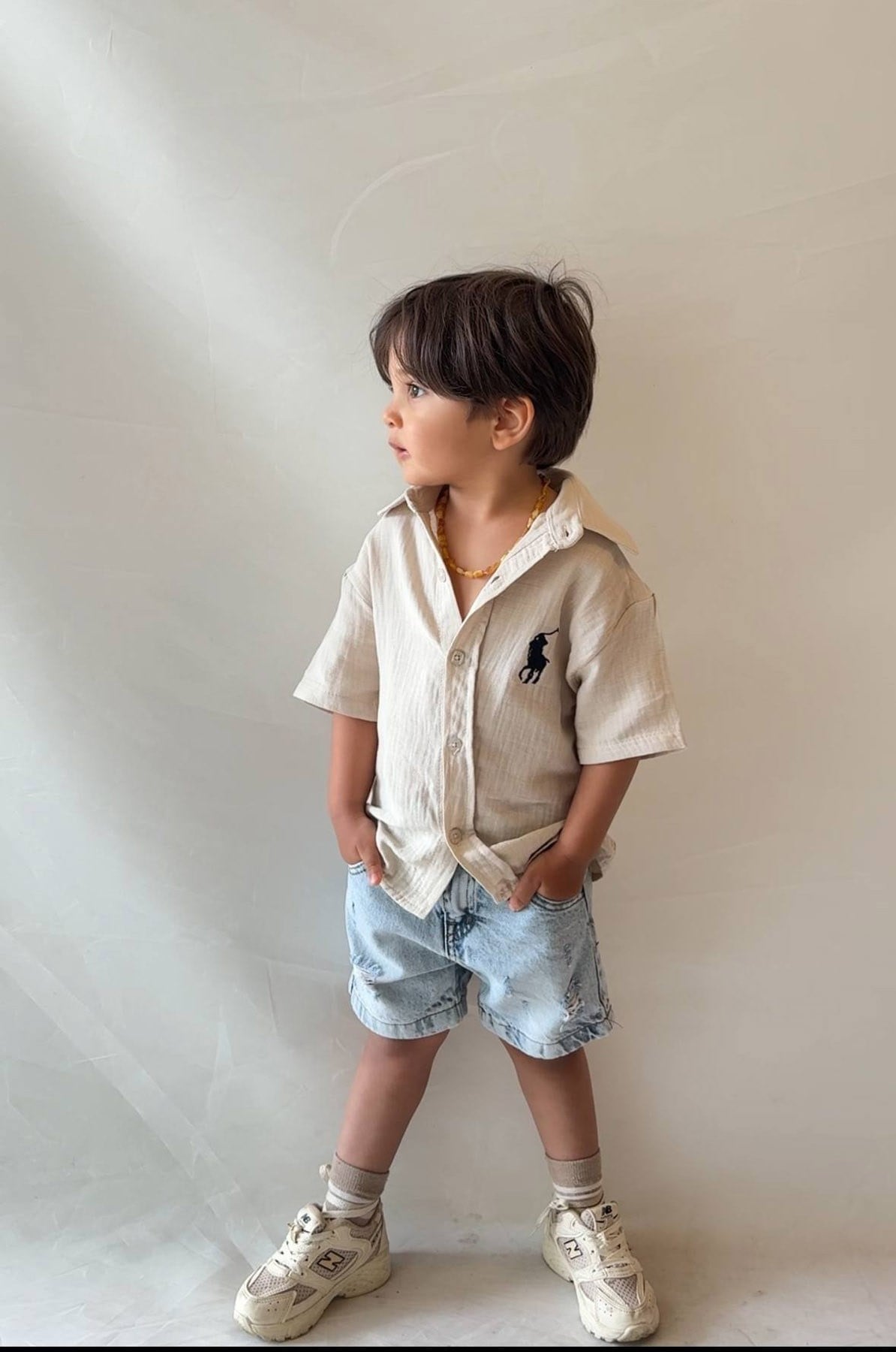 Müslin Gömlekli Denim Şortlu Takım (3-10 Yaş)