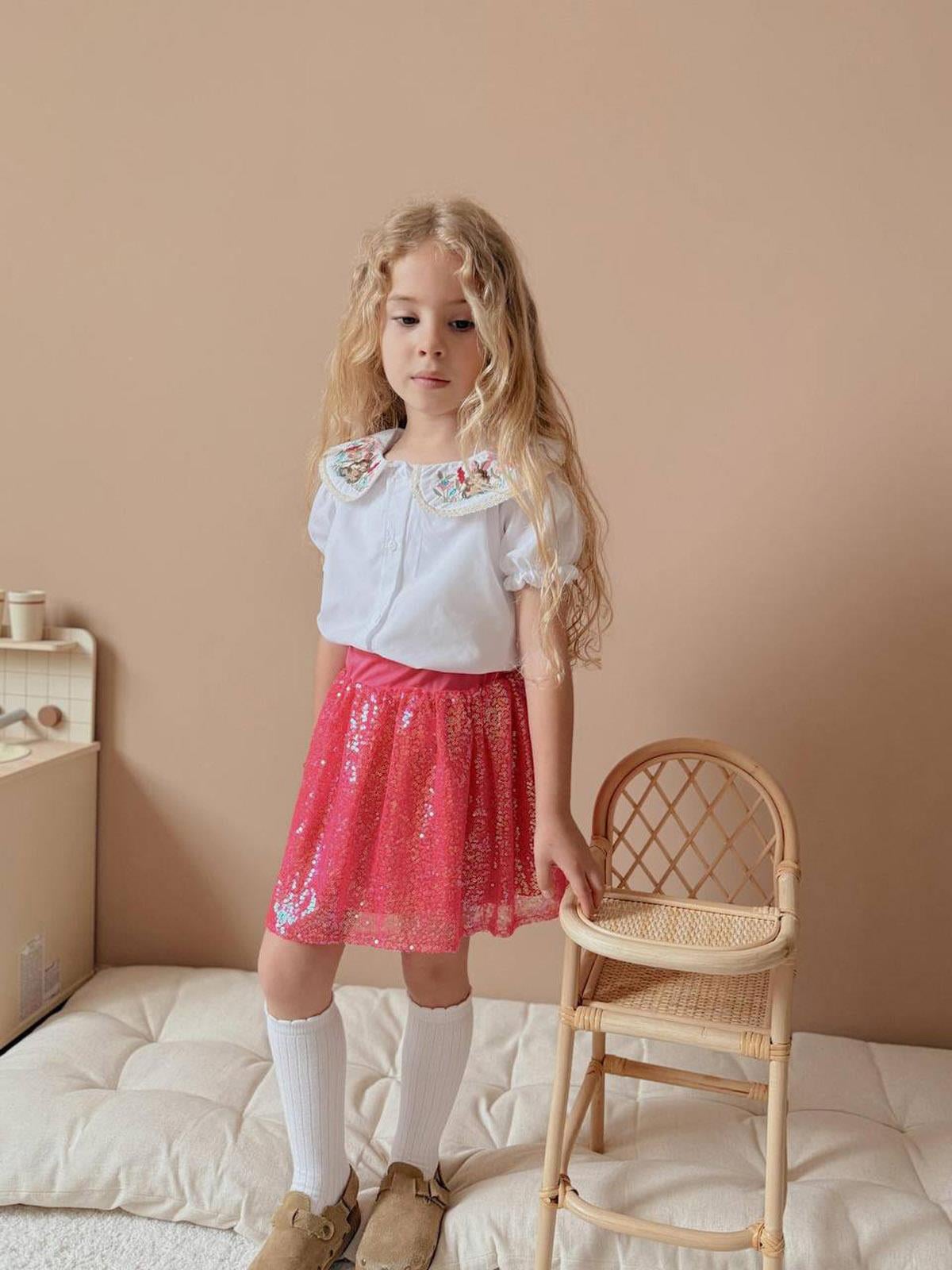 Nakış İşlemeli Pullu İkili Takım Pembe (3-10 Yaş)