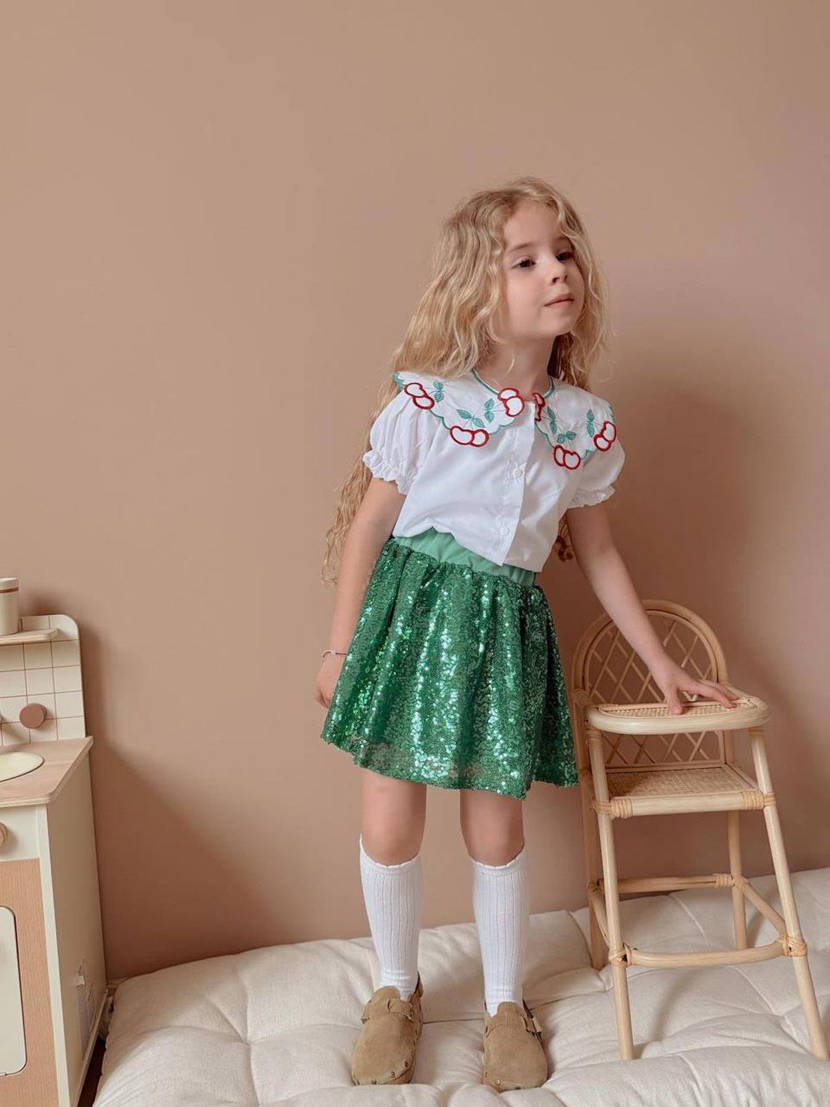 Nakış İşlemeli Pullu İkili Takım Yeşil (3-10 Yaş)