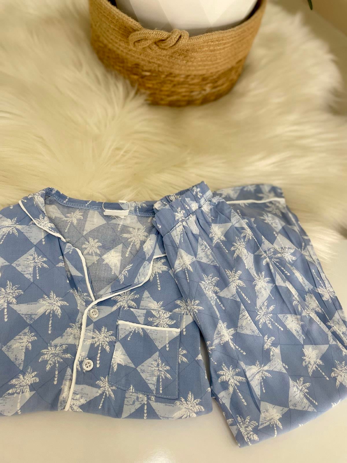 Palmiye Desen Pijama Takımı