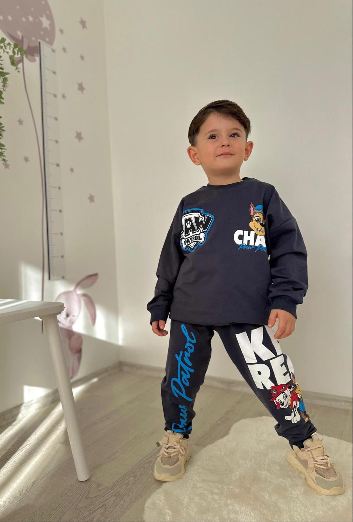 Paw Patrol Chase Şardonlu Erkek Çocuk İkili Takım Antrasit (3-10Yaş)