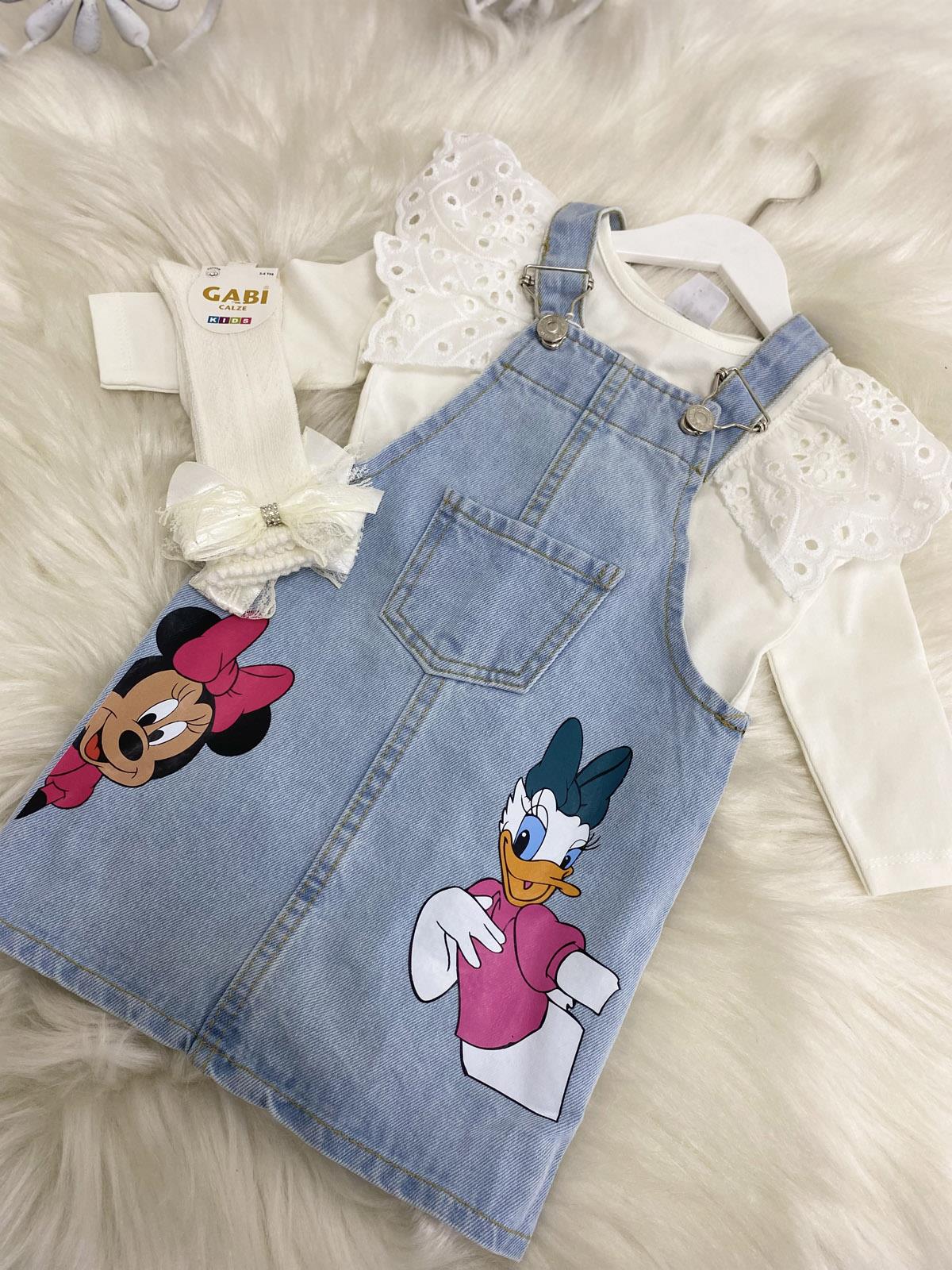 Pembe Mİnnie ve Yeşil Daisy Kız Çocuk Jean Mavi (2-8 Yaş)