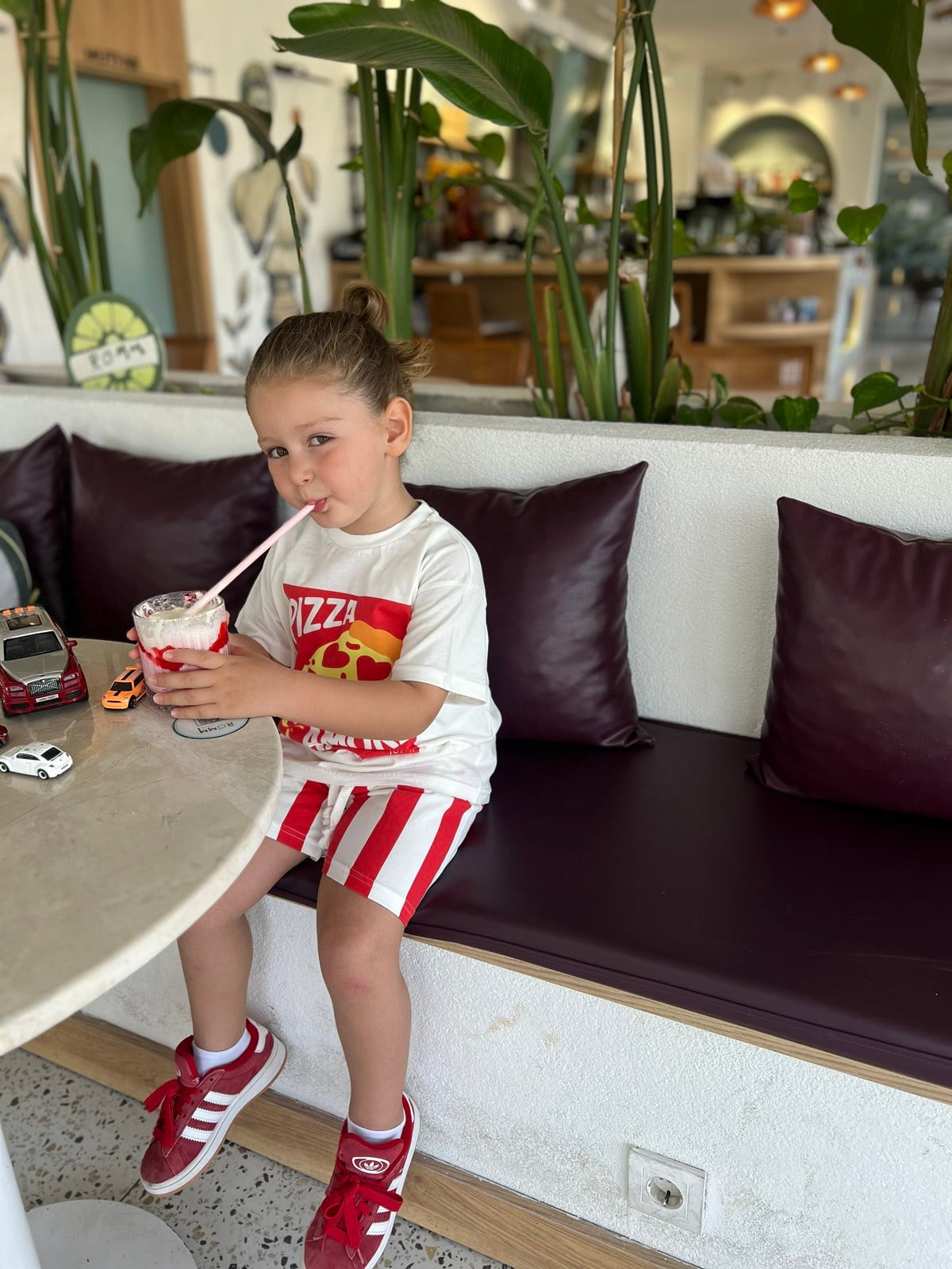 Pizza Amore Çizgili Şortlu İkili Takım (2-8 Yaş)