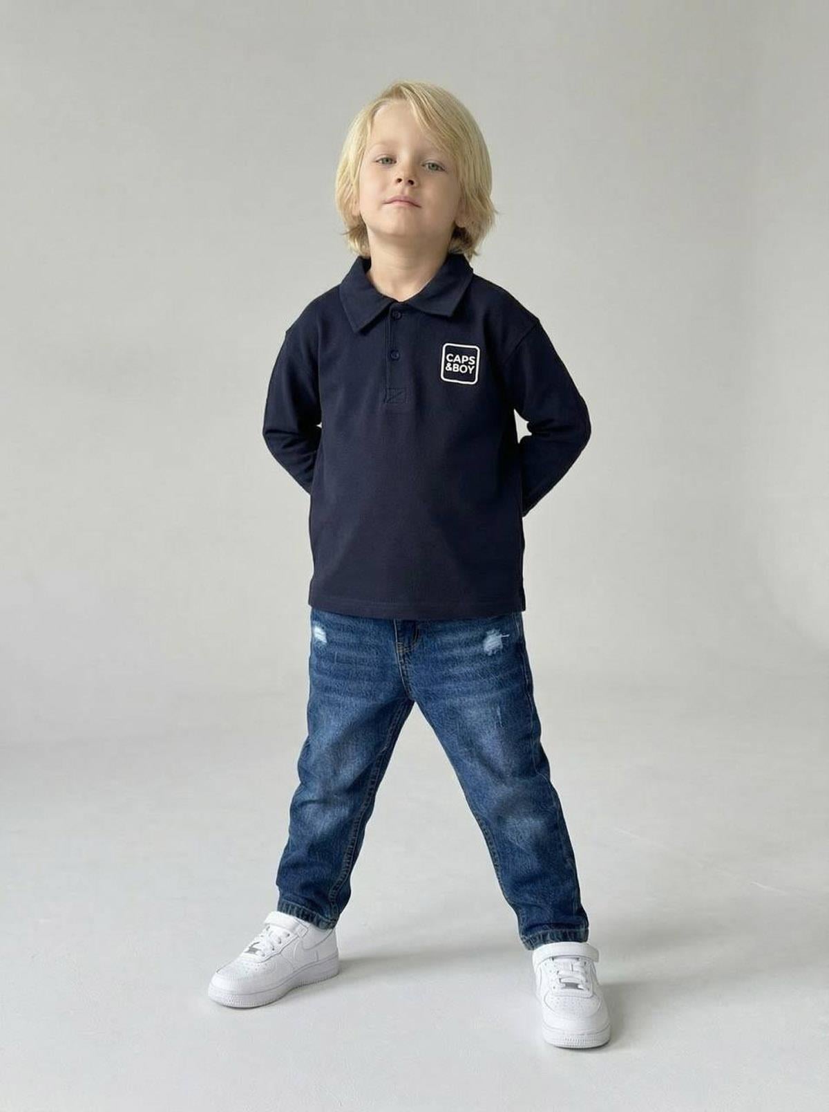 Polo Yaka Sweat Jean İkili Takım Lacivert (3-10Yaş)