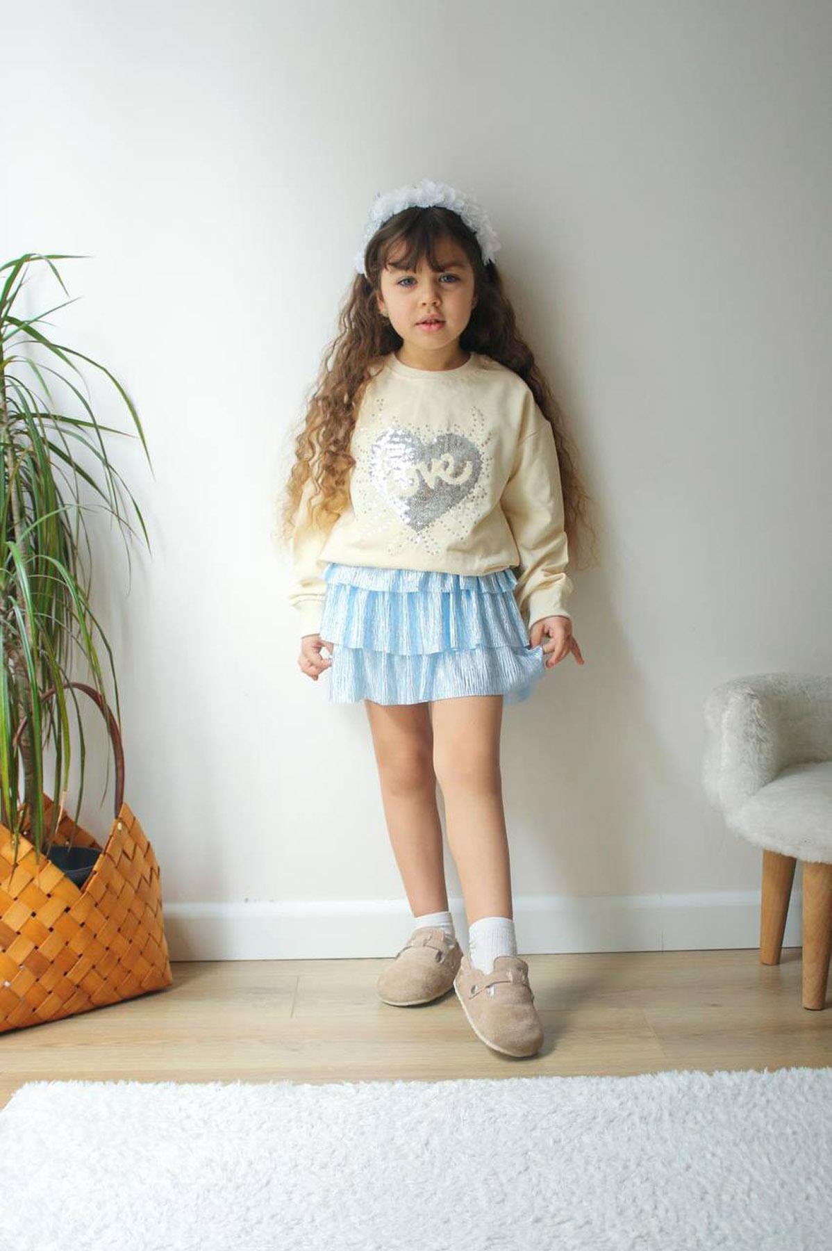 Pullu Etekli İkili Takım Mavi (3-10 Yaş)