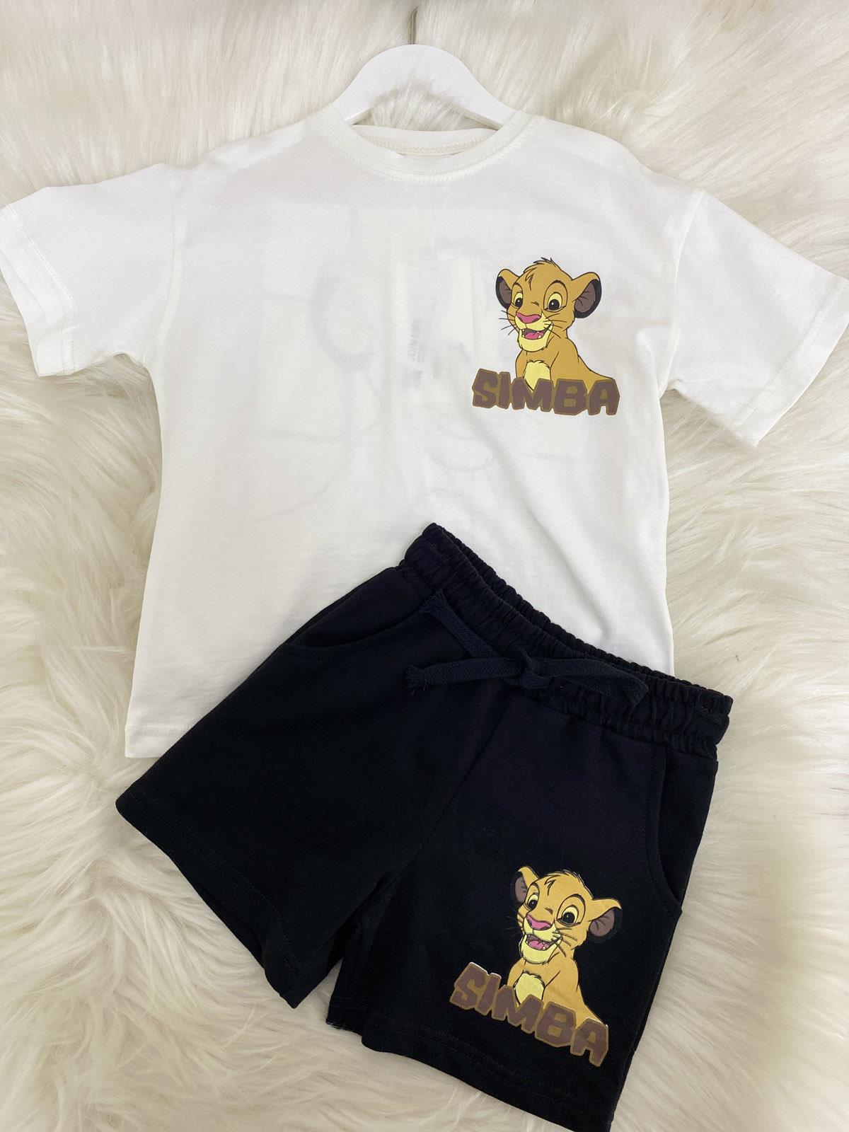 Sımba Sırt Baskılı Şortlu Erkek Çocuk İkili Takım Siyah (3-10 Yaş)