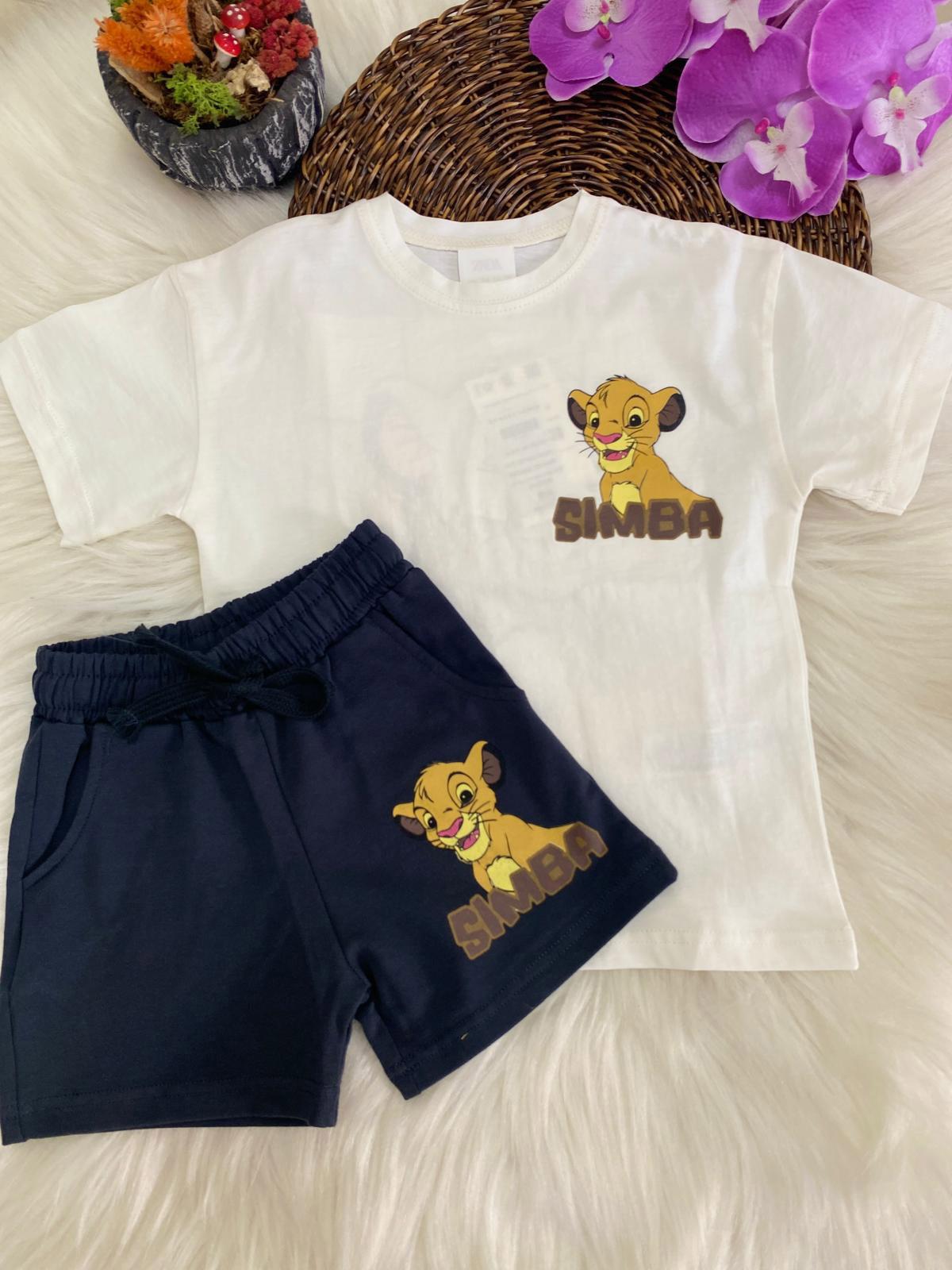 Sımba Sırt Baskılı Şortlu İkili Takım Antrasit (3-10 Yaş)