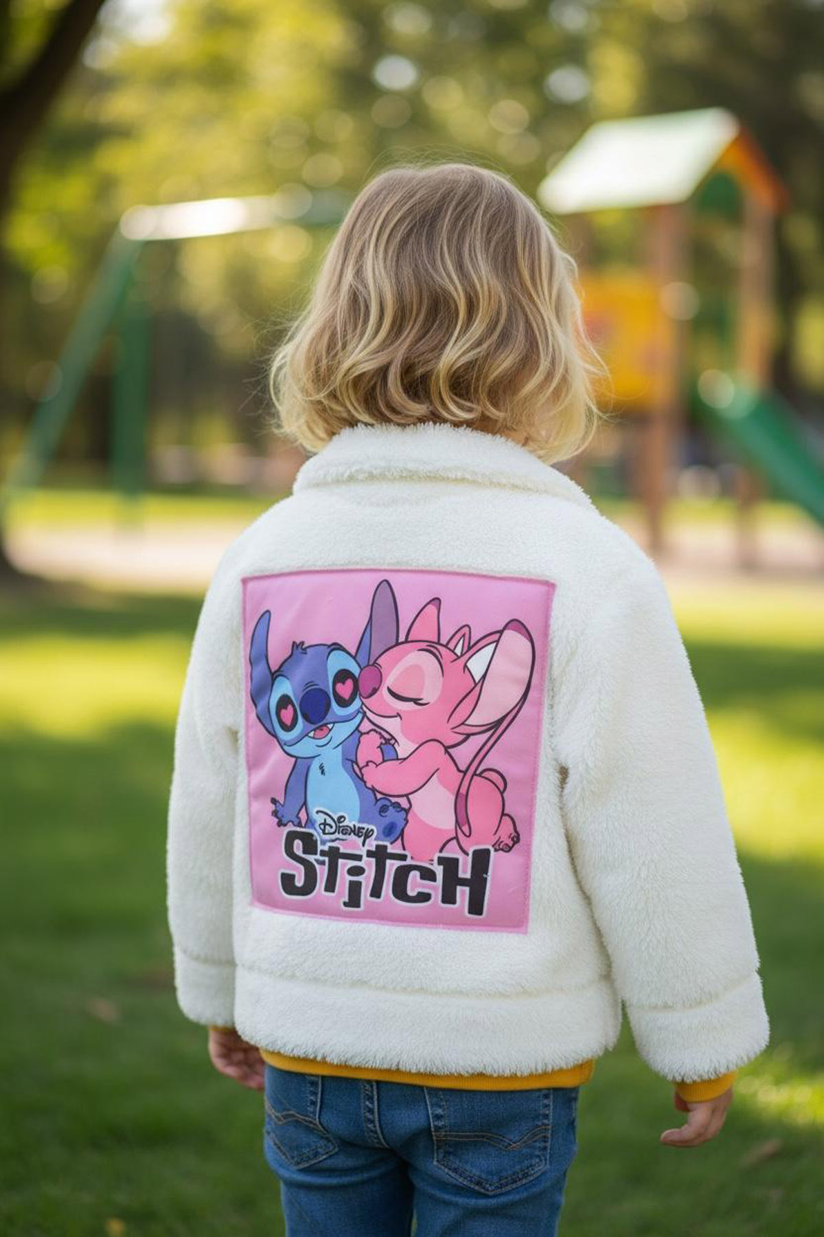 Stitch Peluş Düğmeli Ekru (3-10Yaş)