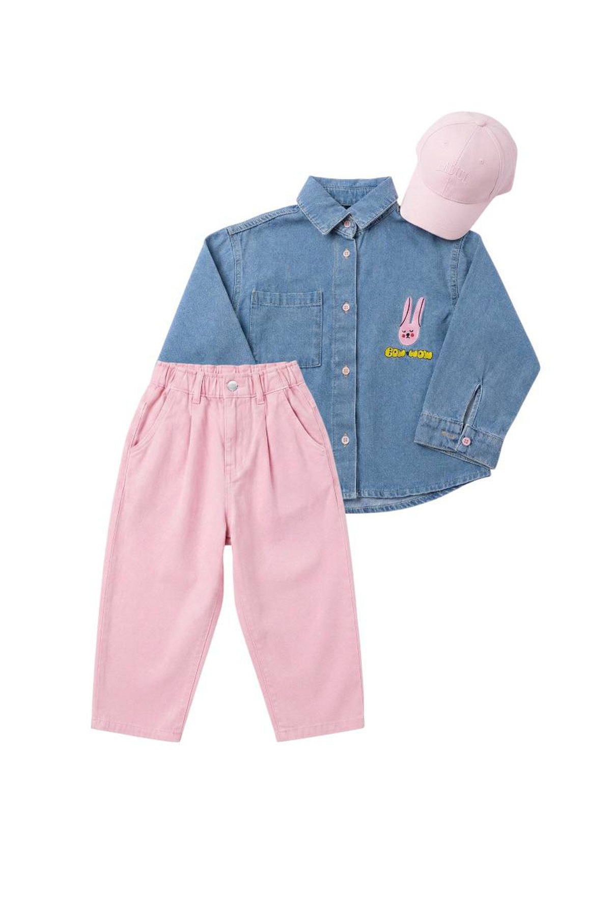 Tavşan Nakış Denim Gömlek (2-7 Yaş)